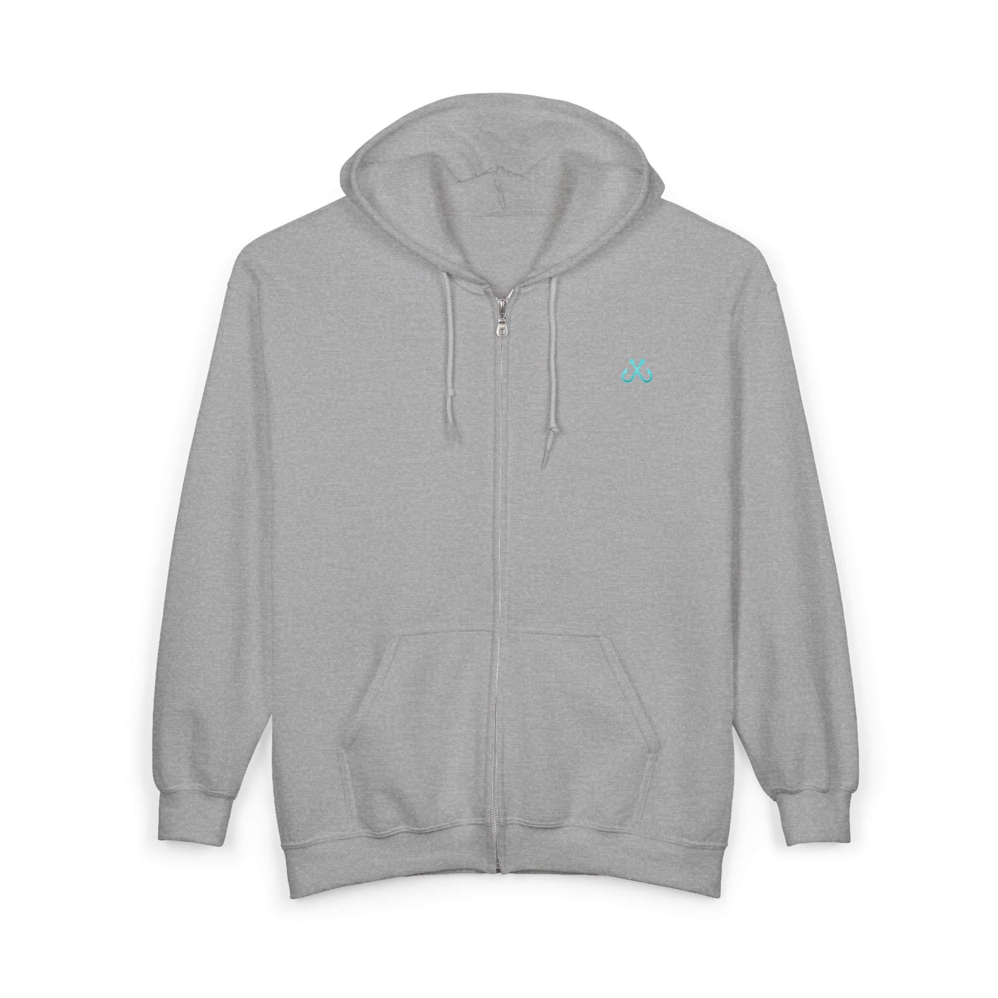 Hooked Horizon Co. Sunset & Palm Tree 90s Inspired Vacation Zip Hoodie - Tropical Palm Sunset Fishing Hoodie,  Multiple Color Variations
