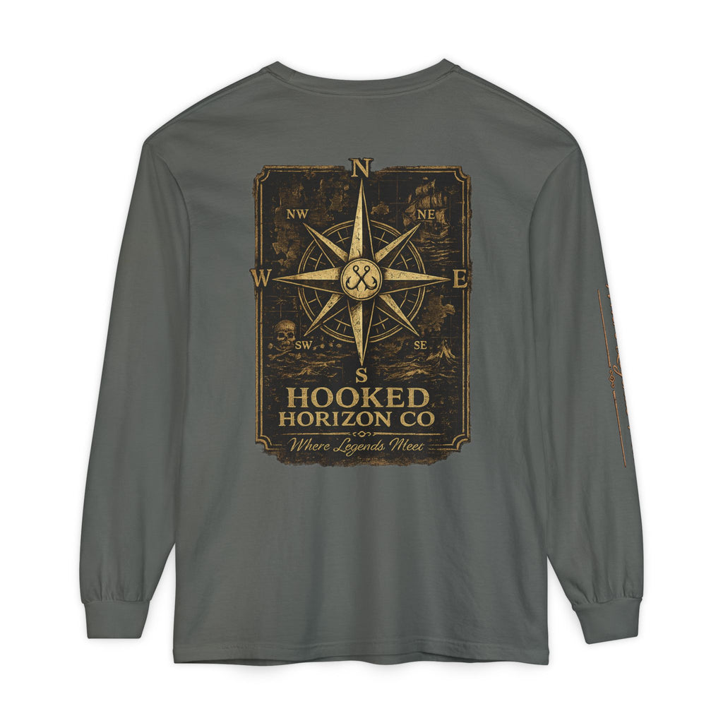 Compass Long Sleeve T-Shirt, Ocean Adventure Apparel, Boat Trip Shirt, Coastal Style, Gift for Fishermen