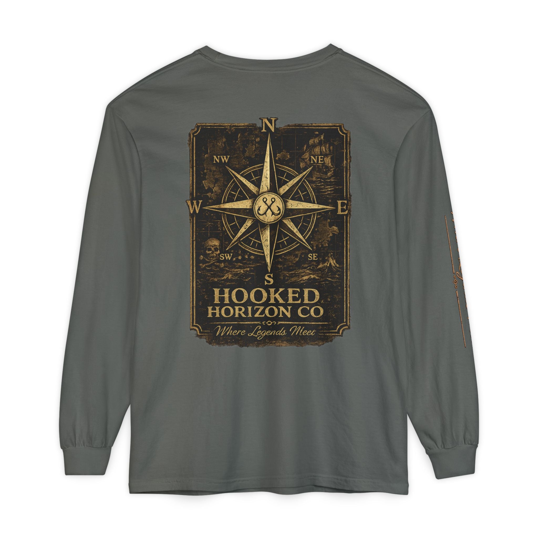 Compass Long Sleeve T-Shirt, Ocean Adventure Apparel, Boat Trip Shirt, Coastal Style, Gift for Fishermen