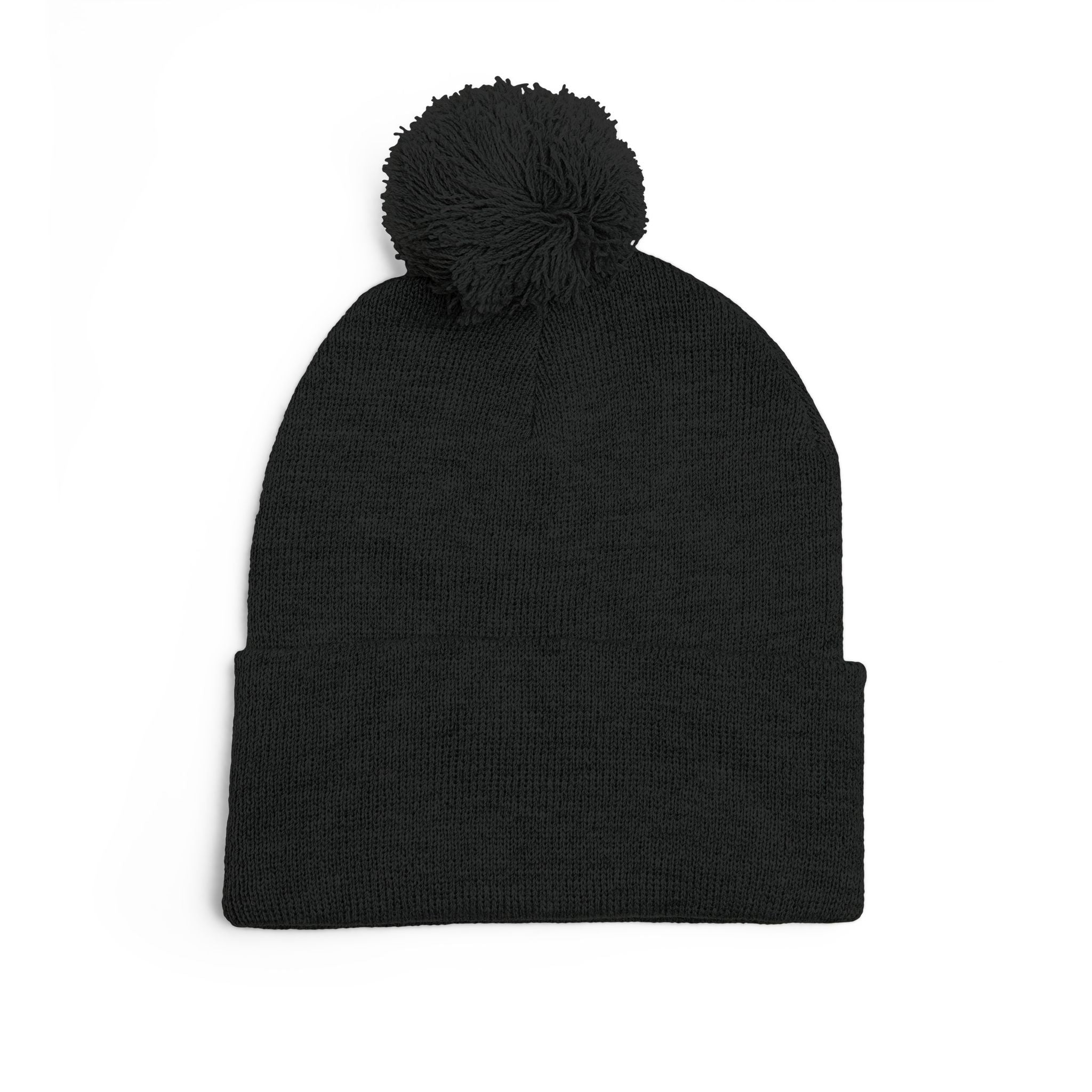 Hooked Horizon Co. Embroidered Pom-Pom Knit Cap — Cozy Grey Beanie with Multiple Color Variations