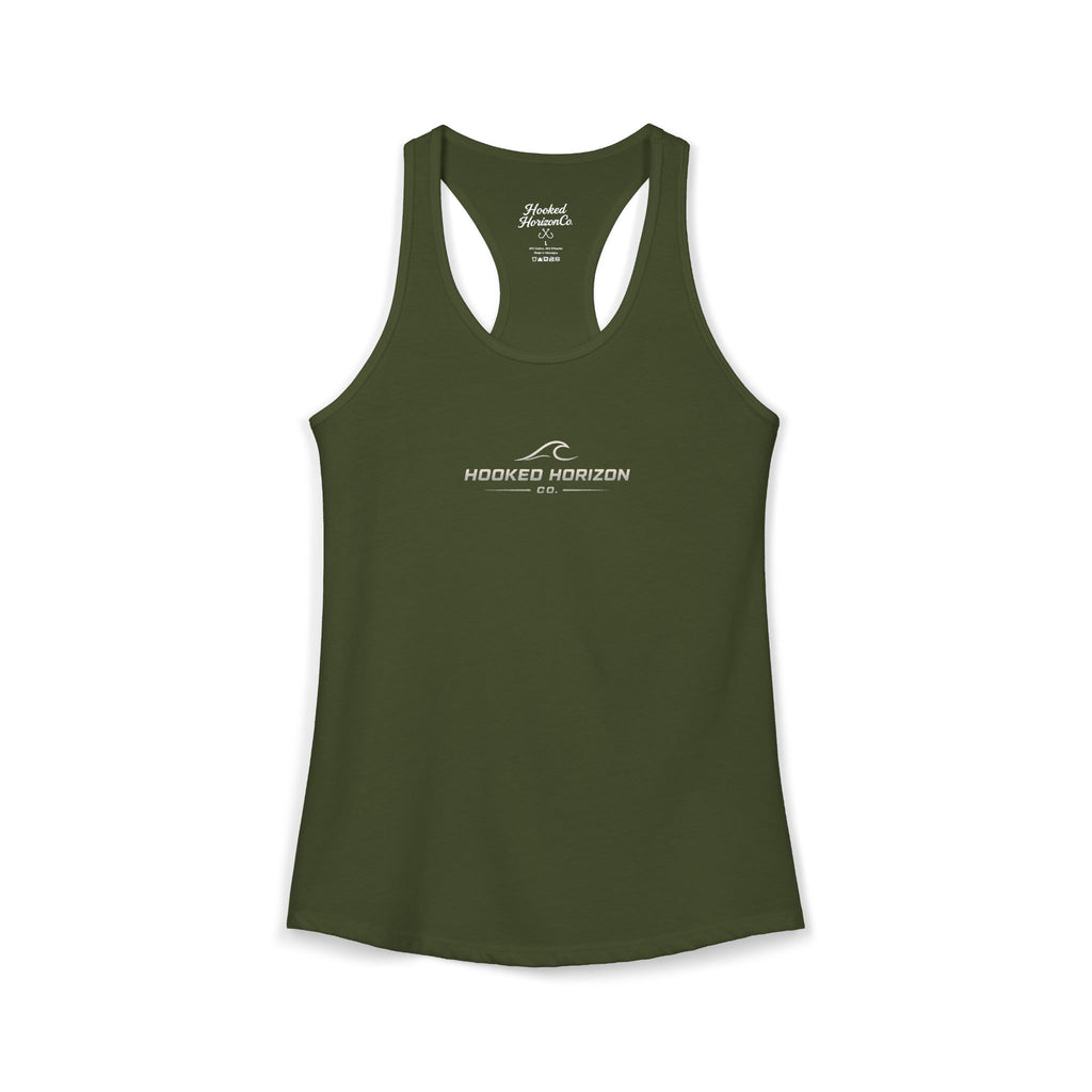 Hooked Horizon Co. Commerical Logo — Soft Women's Ideal Racerback Tank