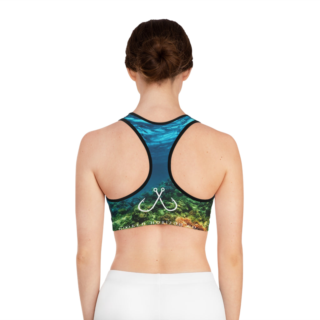 Coral Reel Deep Drift Hooked Horizon Co. Stylish Sports Bra for Active Women, Workout Top, Gym Essential, Fitness Apparel, Athleisure Wear, Yoga Gear