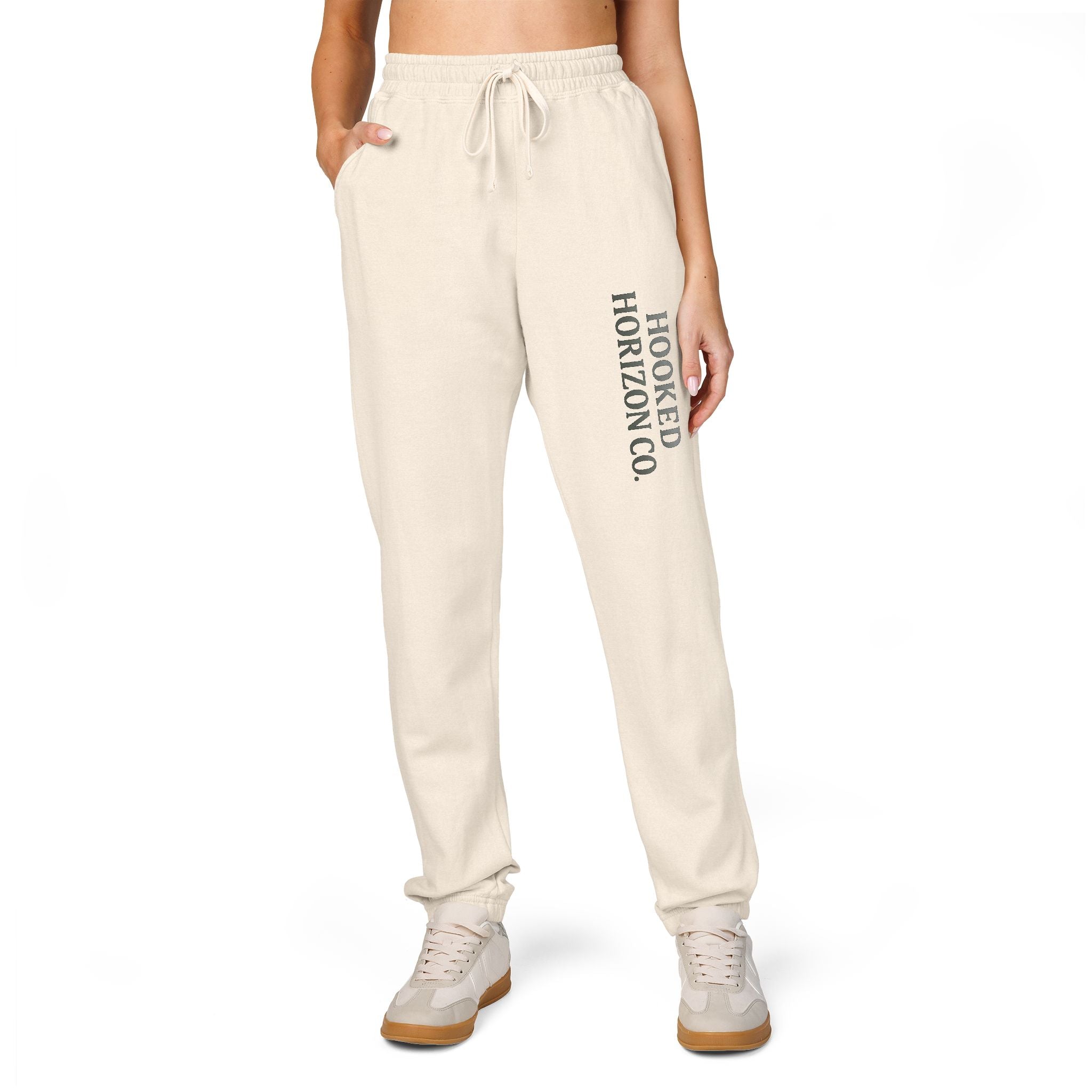 Hooked Horizon Co. Deep Drift Embroidered Fleece Sweatpants | Cozy Loungewear, Gifts for Everyone, Comfortable Joggers, Relaxed Fit Sweatpants, God is Love, Unisex Fashion