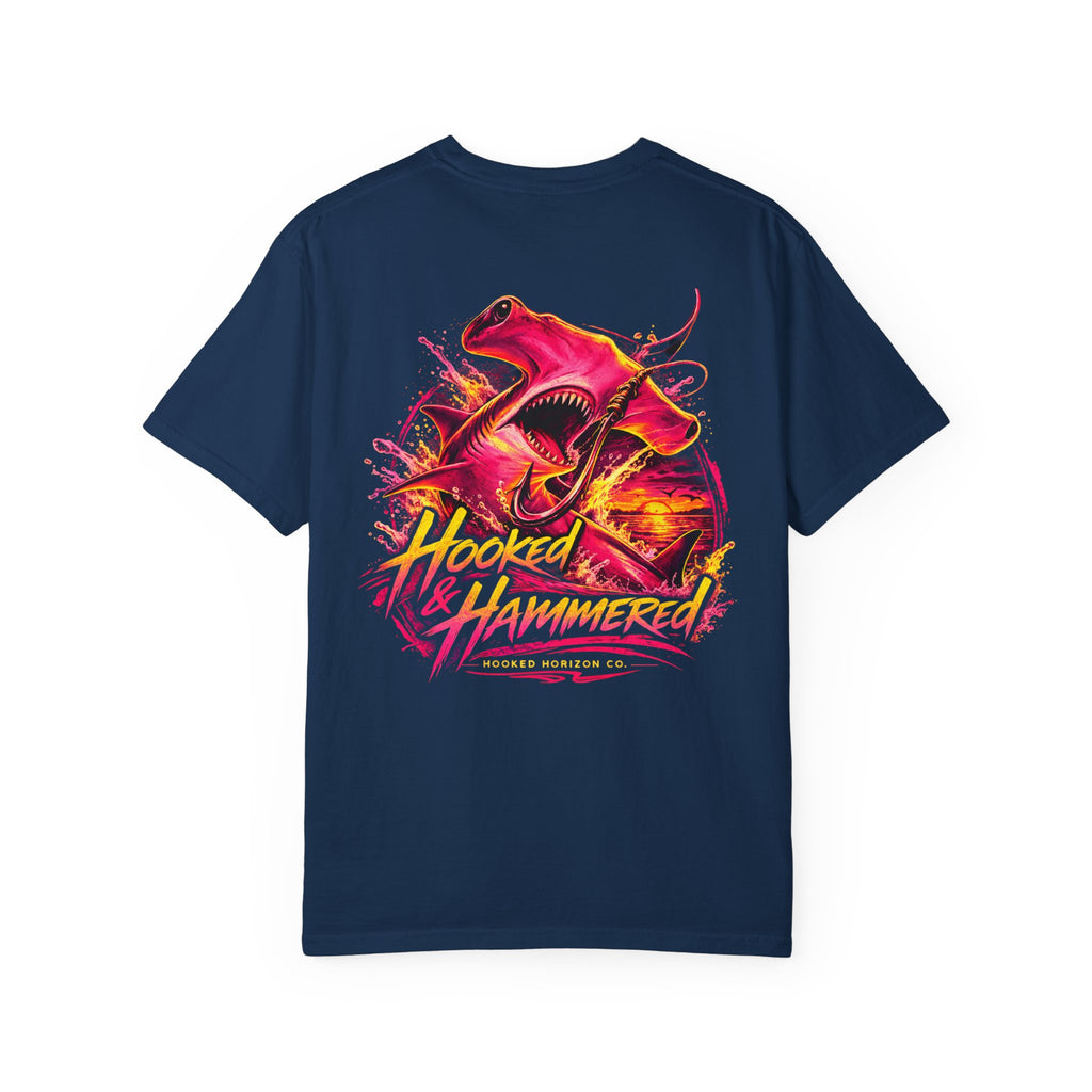 Hooked & Hammered Fishing T-shirt, Hooked Horizon Co, Angler Gifts, Shark Lovers