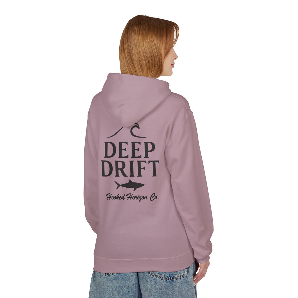 Deep Drift Wave & Shark Fishing Hoodie — Hooked Horizon Co. Pullover, Multiple Color Variations