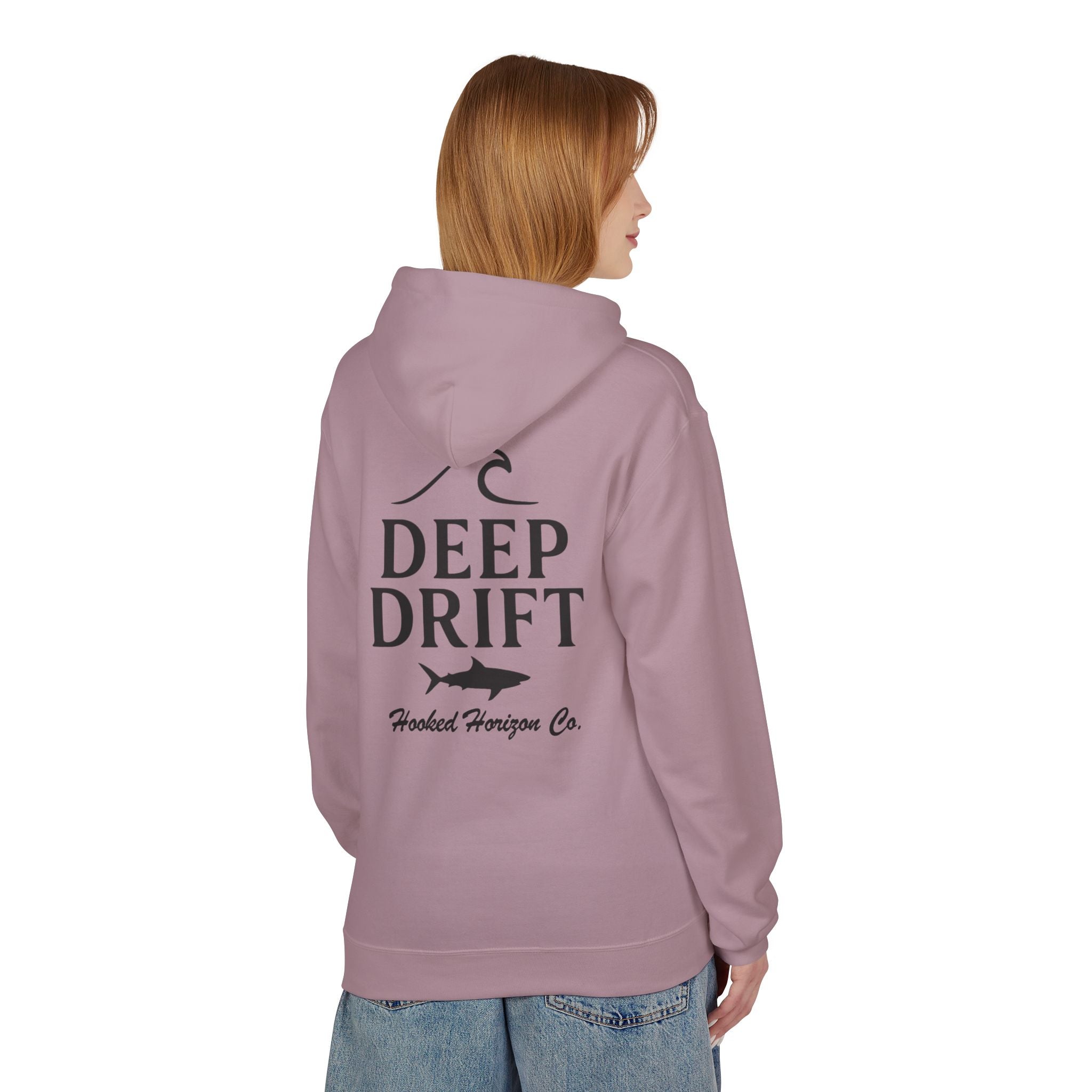 Deep Drift Wave & Shark Fishing Hoodie — Hooked Horizon Co. Pullover, Multiple Color Variations