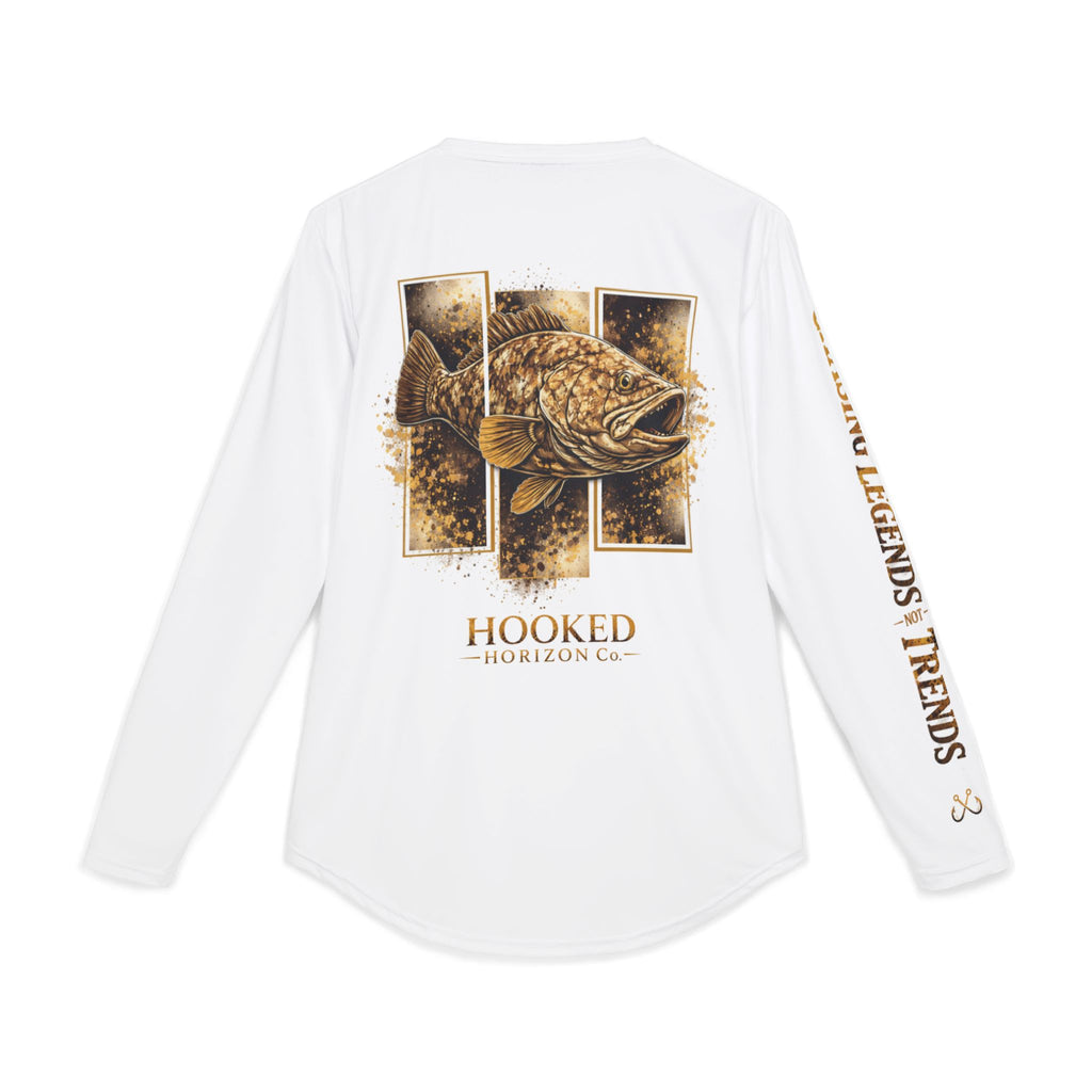 Grouper Hooked Horizon Co — Men's Long Sleeve UV Shirt — Chasing Legends Not Trends Orca Ocean Graphic Performance Tee