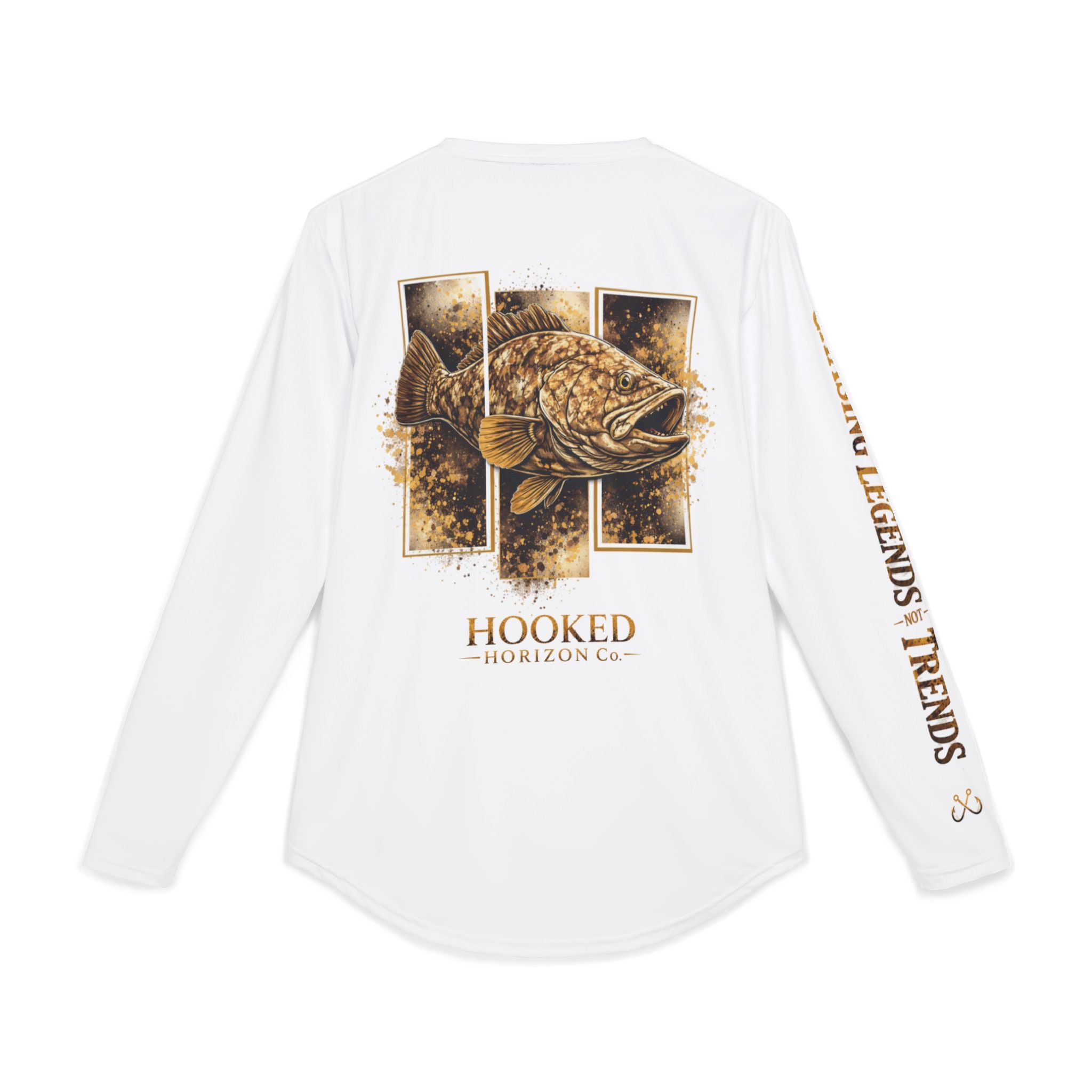 Grouper Hooked Horizon Co — Men's Long Sleeve UV Shirt — Chasing Legends Not Trends Orca Ocean Graphic Performance Tee