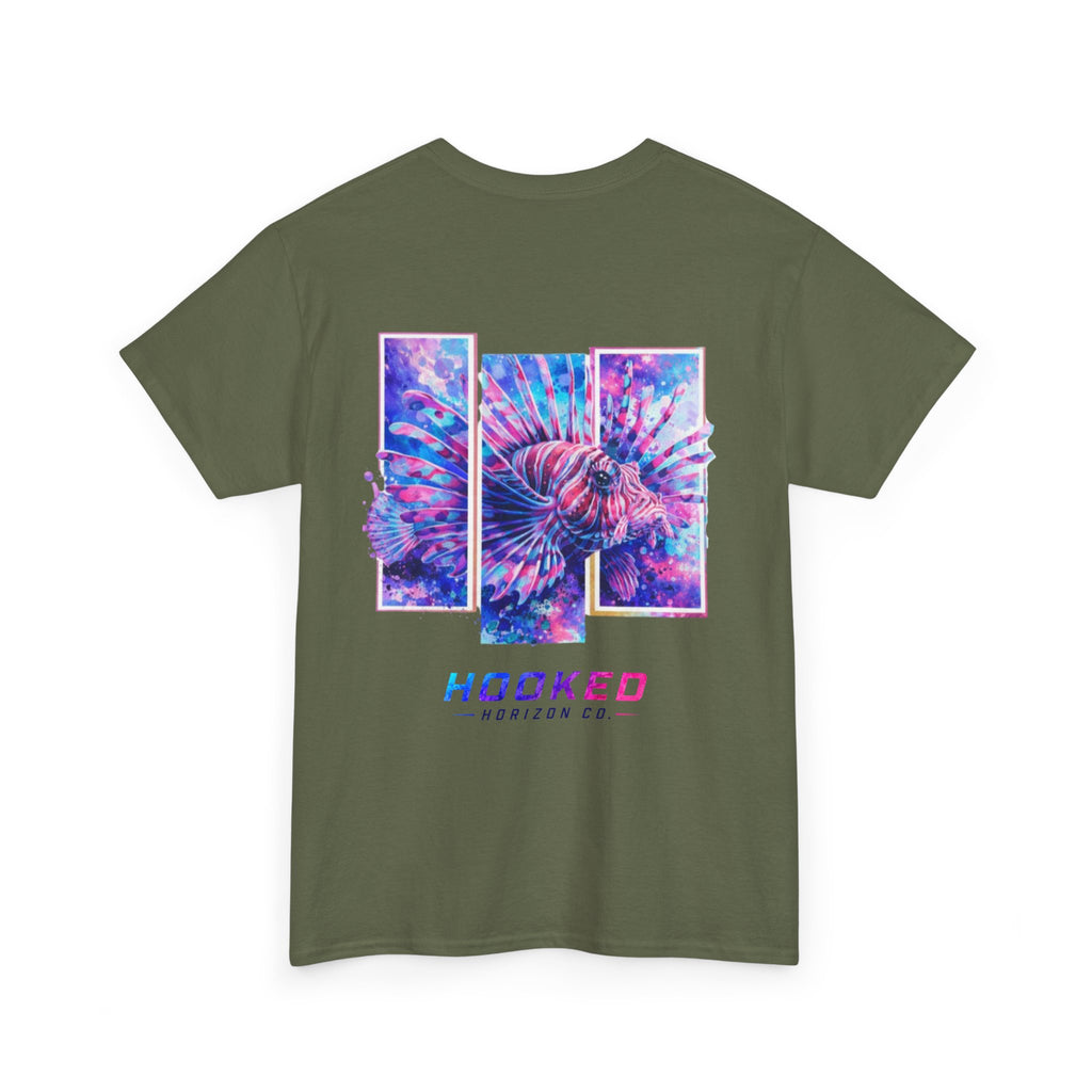 Lion Fish Hooked Horizon Co Tee—Ocean Graphic Tee — "Beloved" Ray Design