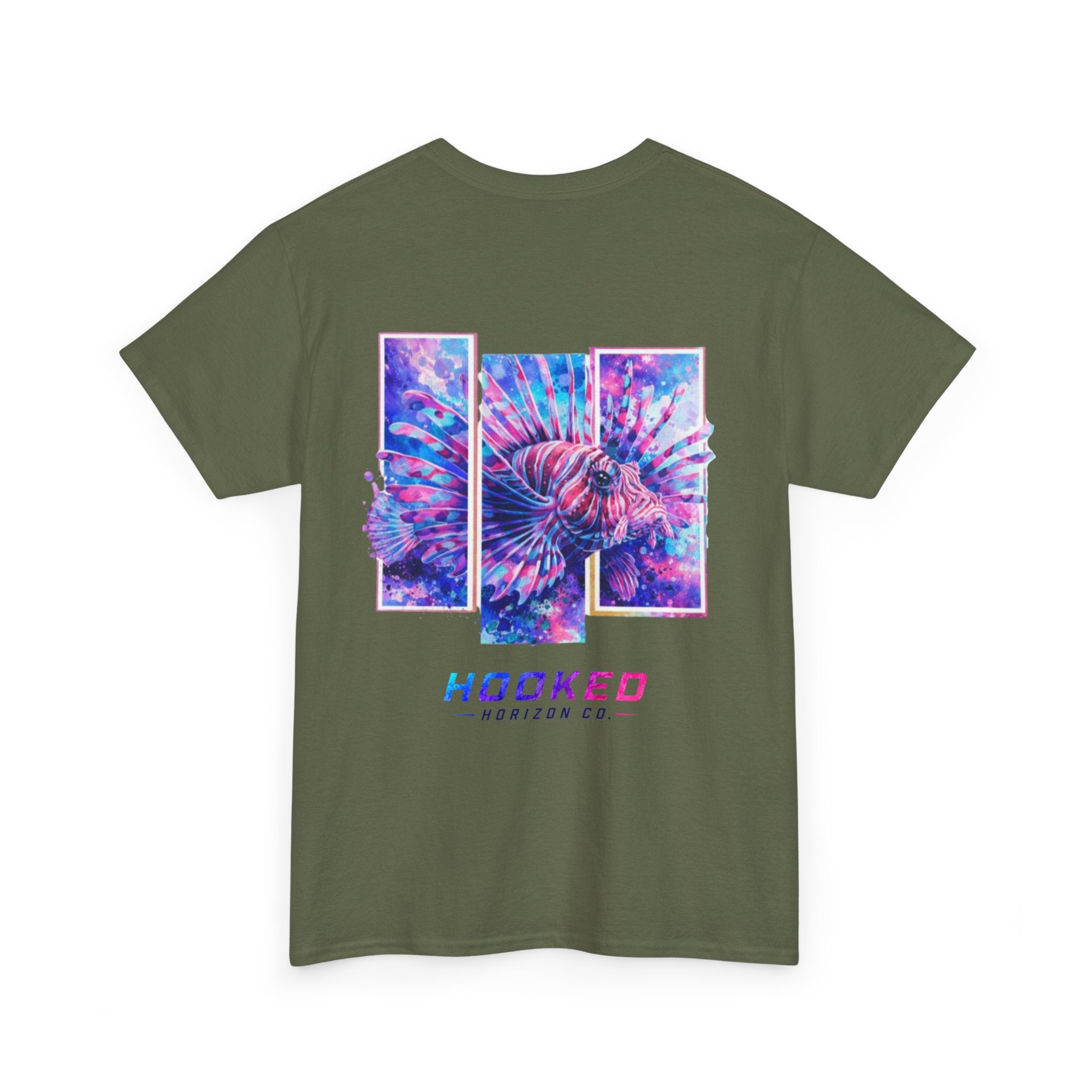 Lion Fish Hooked Horizon Co Tee—Ocean Graphic Tee — "Beloved" Ray Design