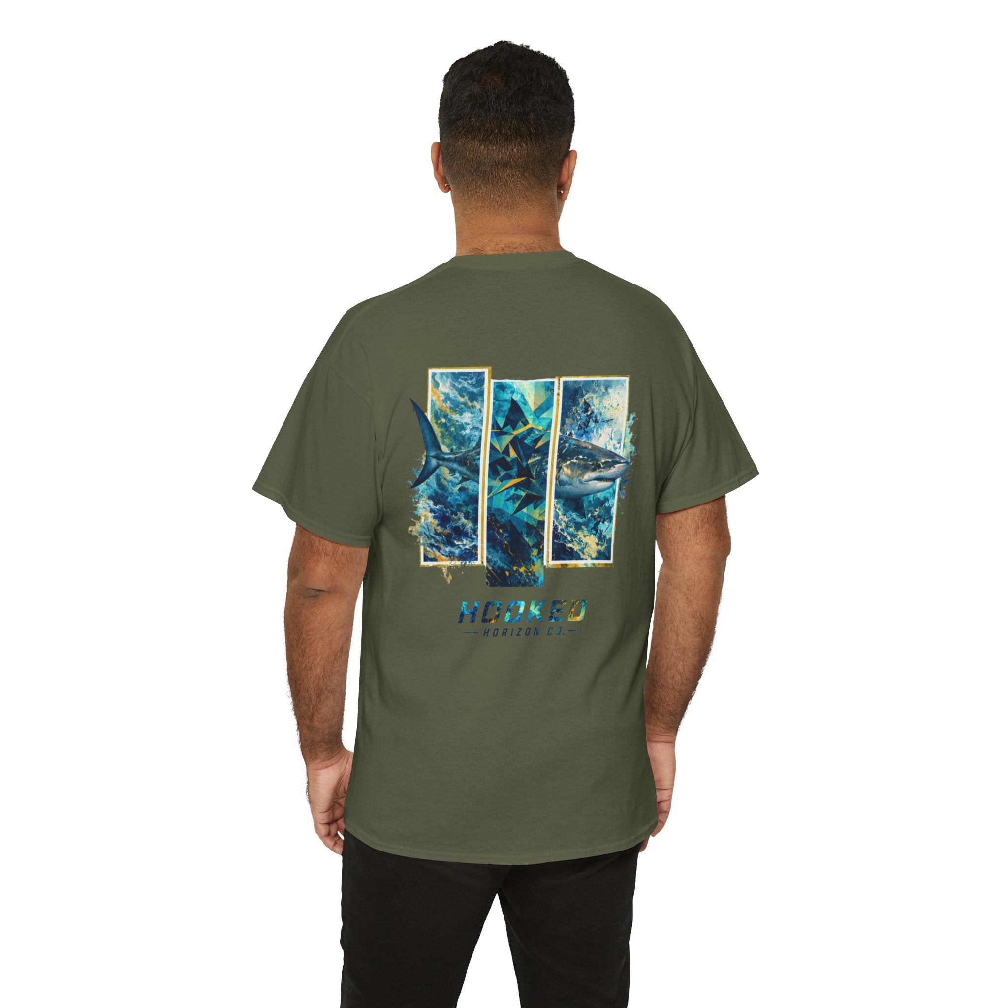 Bull Shark Hooked Horizon Co Tee—Ocean Graphic Tee — "Beloved" Ray Design