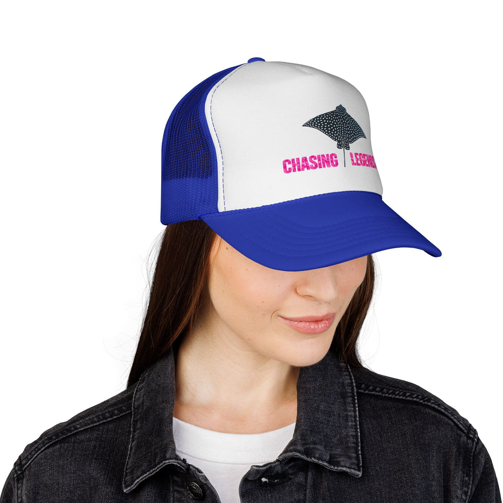 Spotted Ray Neon Pink Chasing Legends Trucker Cap — Fishing & Beach Hat