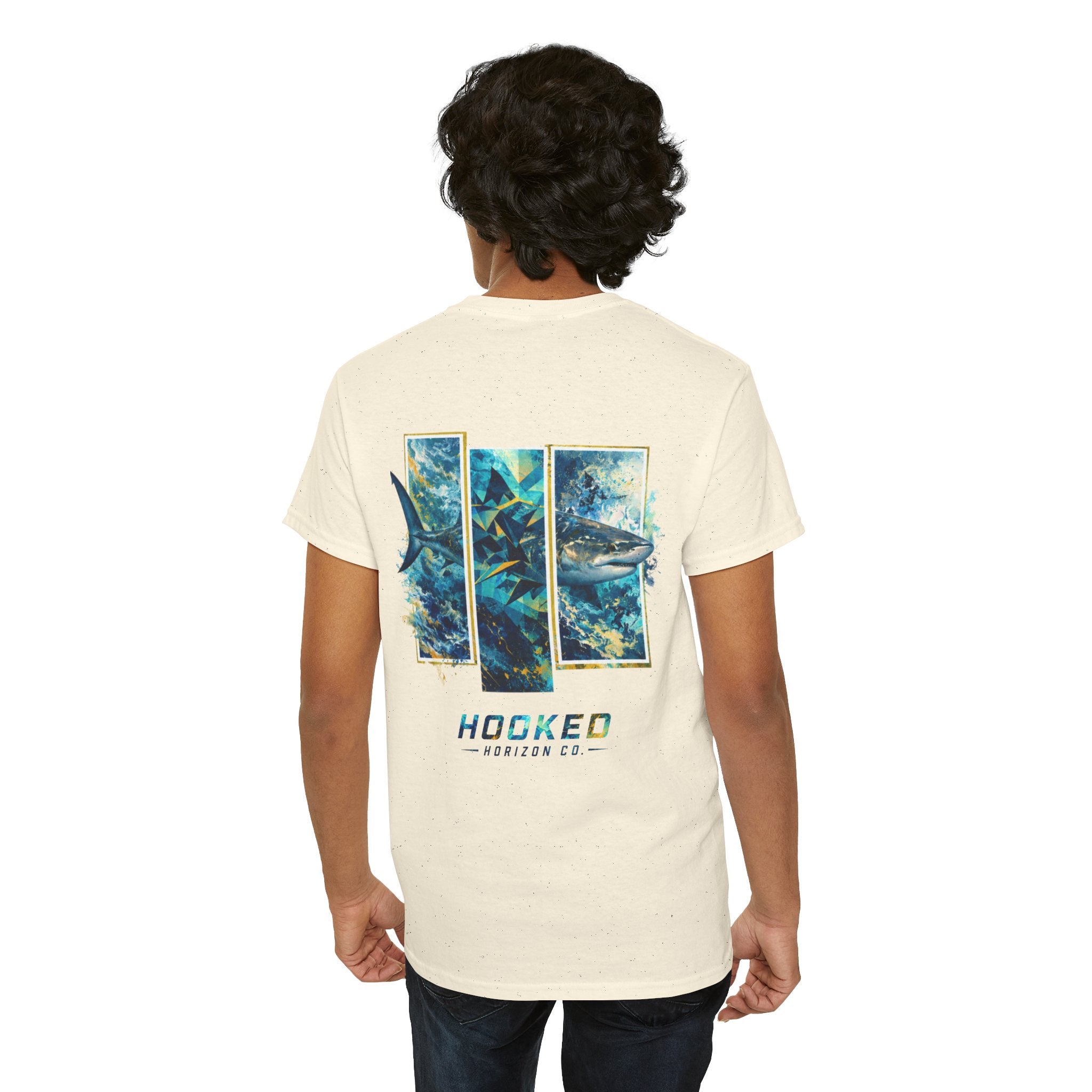 Bull Shark Hooked Horizon Co Tee—Ocean Graphic Tee — "Beloved" Ray Design