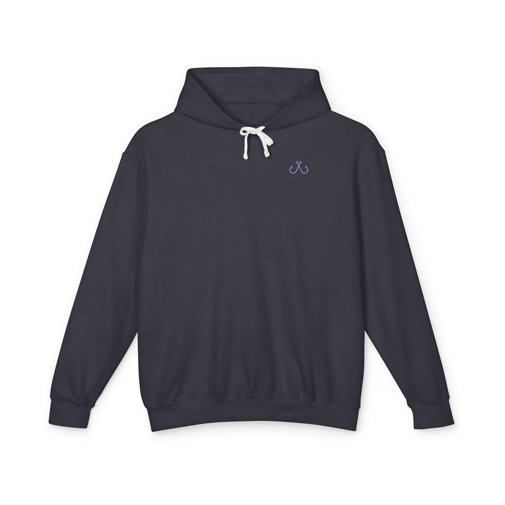Purple To Blue Hooked Horizon Co Unisex Lightweight Hoodie with Deep Drift Design | Perfect for Fishermen, Beach Lovers, Casual Outings, Gift for Him/Her, Nautical Style,  Ocean Lover Gifts