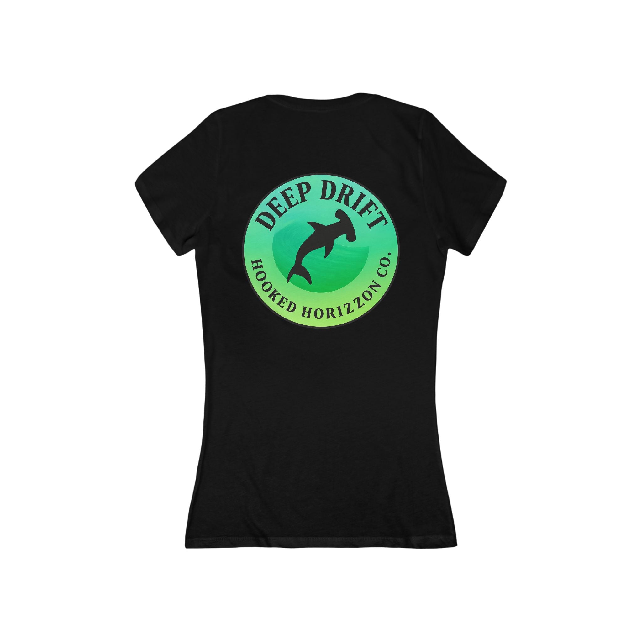 Green Hammer Head Shark Deep Drift Women's V-Neck Tee - Casual Style, Gift for Beach Lovers, Summer Wear, Travel Outfit, Comfortable Tee