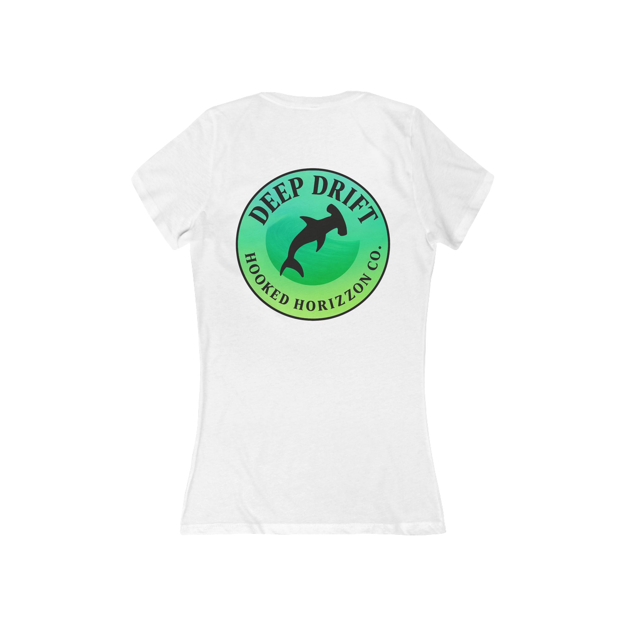 Green Hammer Head Shark Deep Drift Women's V-Neck Tee - Casual Style, Gift for Beach Lovers, Summer Wear, Travel Outfit, Comfortable Tee