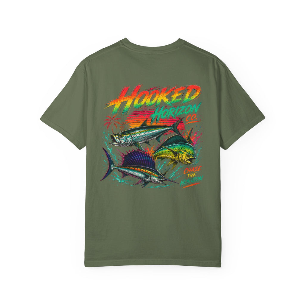 Retro 80s Tripple Fish Fishing Tee — Hooked Horizon Co.  Angler Gifts Ocean Lover Gifts