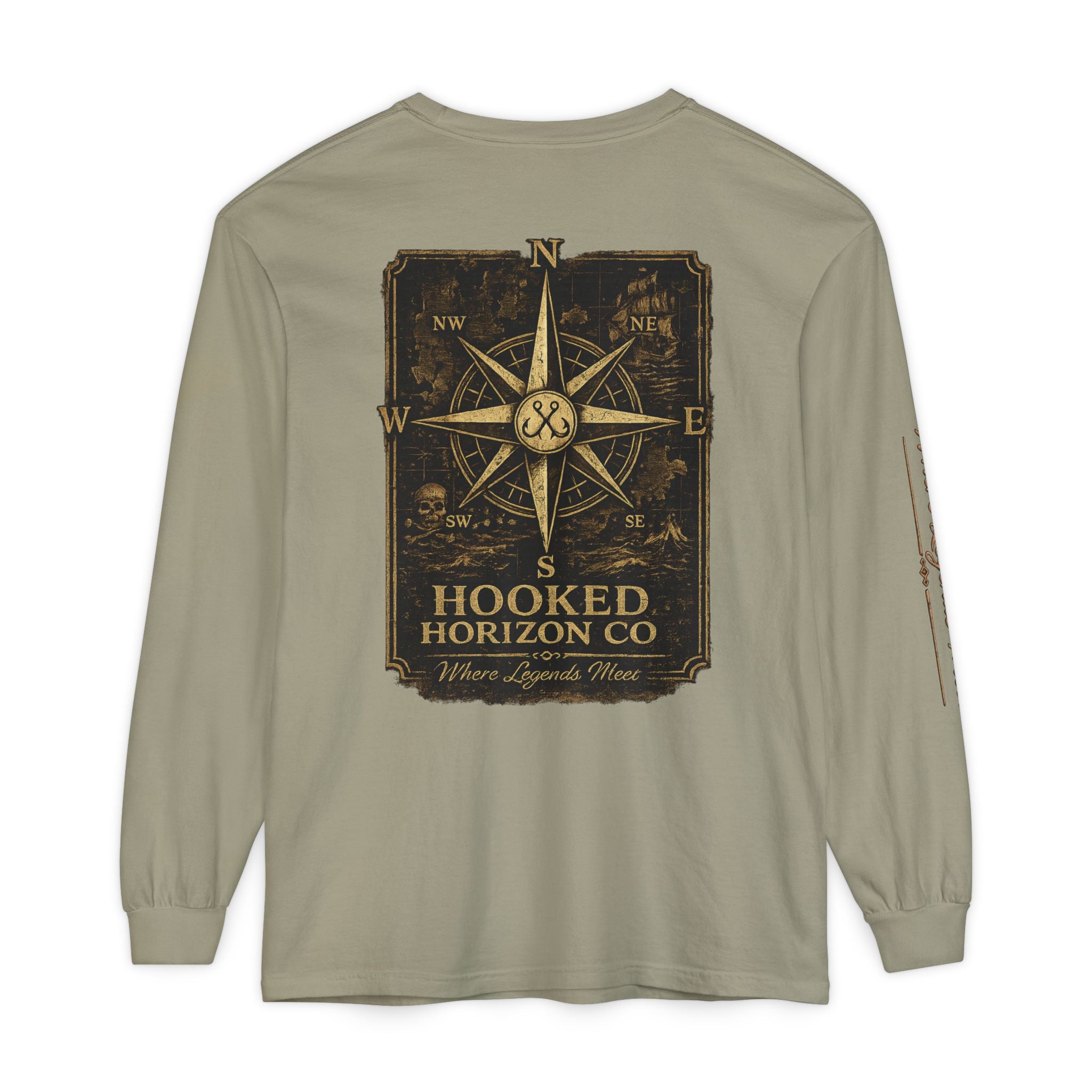 Compass Long Sleeve T-Shirt, Ocean Adventure Apparel, Boat Trip Shirt, Coastal Style, Gift for Fishermen