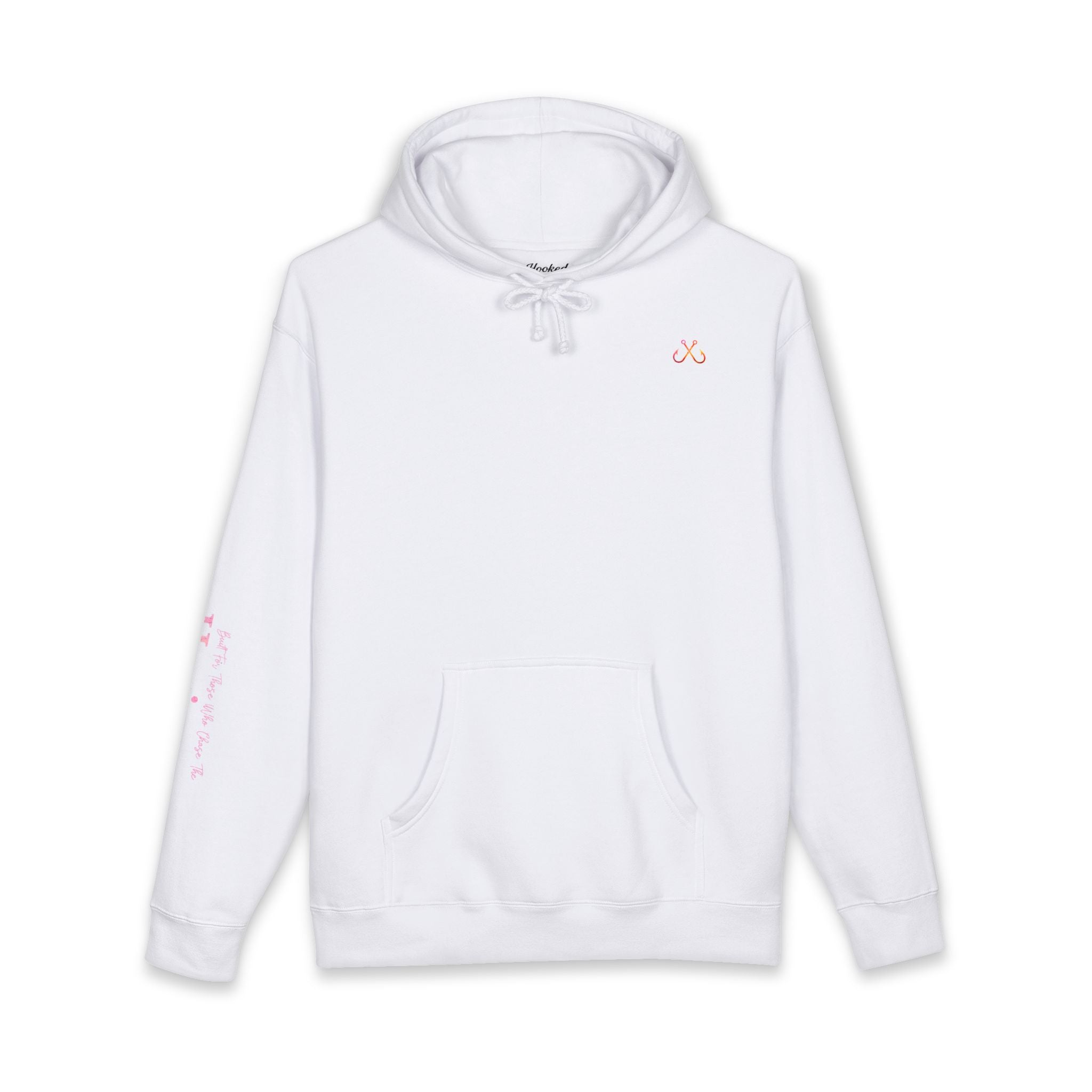 Pink & Orange Chasing Legends Not Trends Hoodie Hooked Horizon Co. — Minimal Skeletal Fish Back Graphic Hoodie, Multiple Color Variations