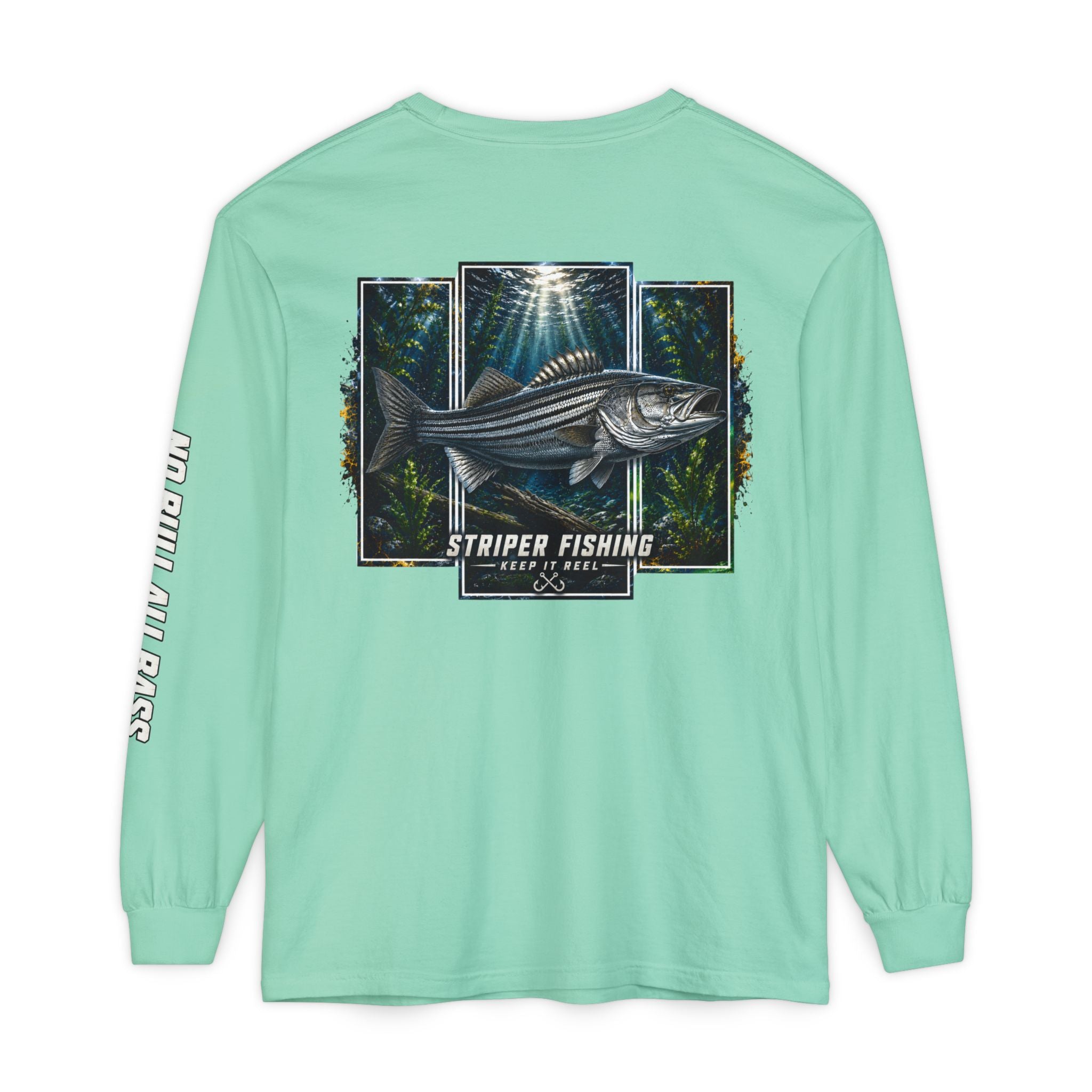 Saltwater Sea Striper Fishing Long Sleeve T-Shirt, Ocean Adventure Apparel, Boat Trip Shirt, Coastal Style, Gift for Fishermen
