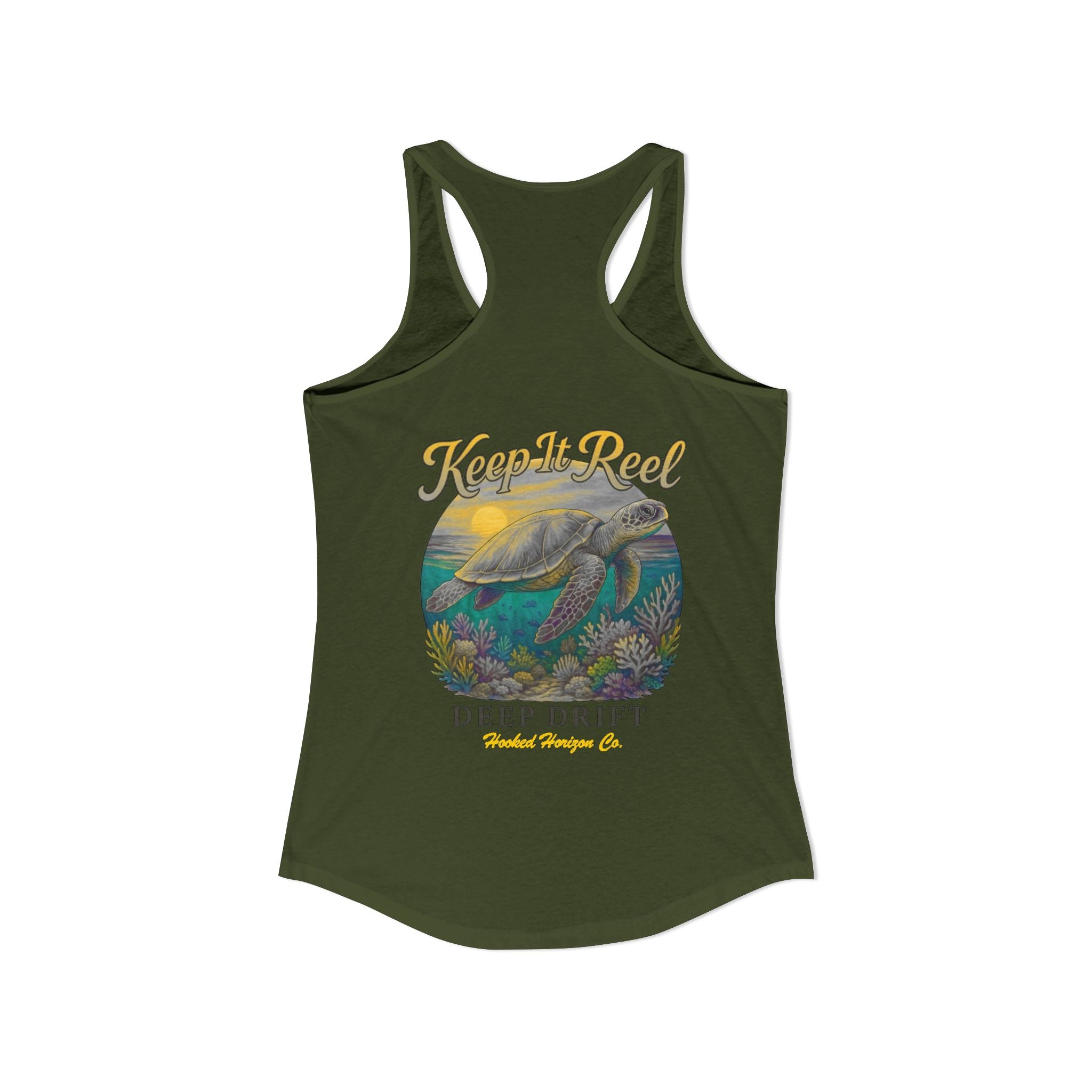 Turtle " Keep It Reel" Deep Drift– Hooked Horizon Co. Gifts for Ocean Lovers, Nautical Fashion, Everyday Comfort, Perfect Gift for Her
