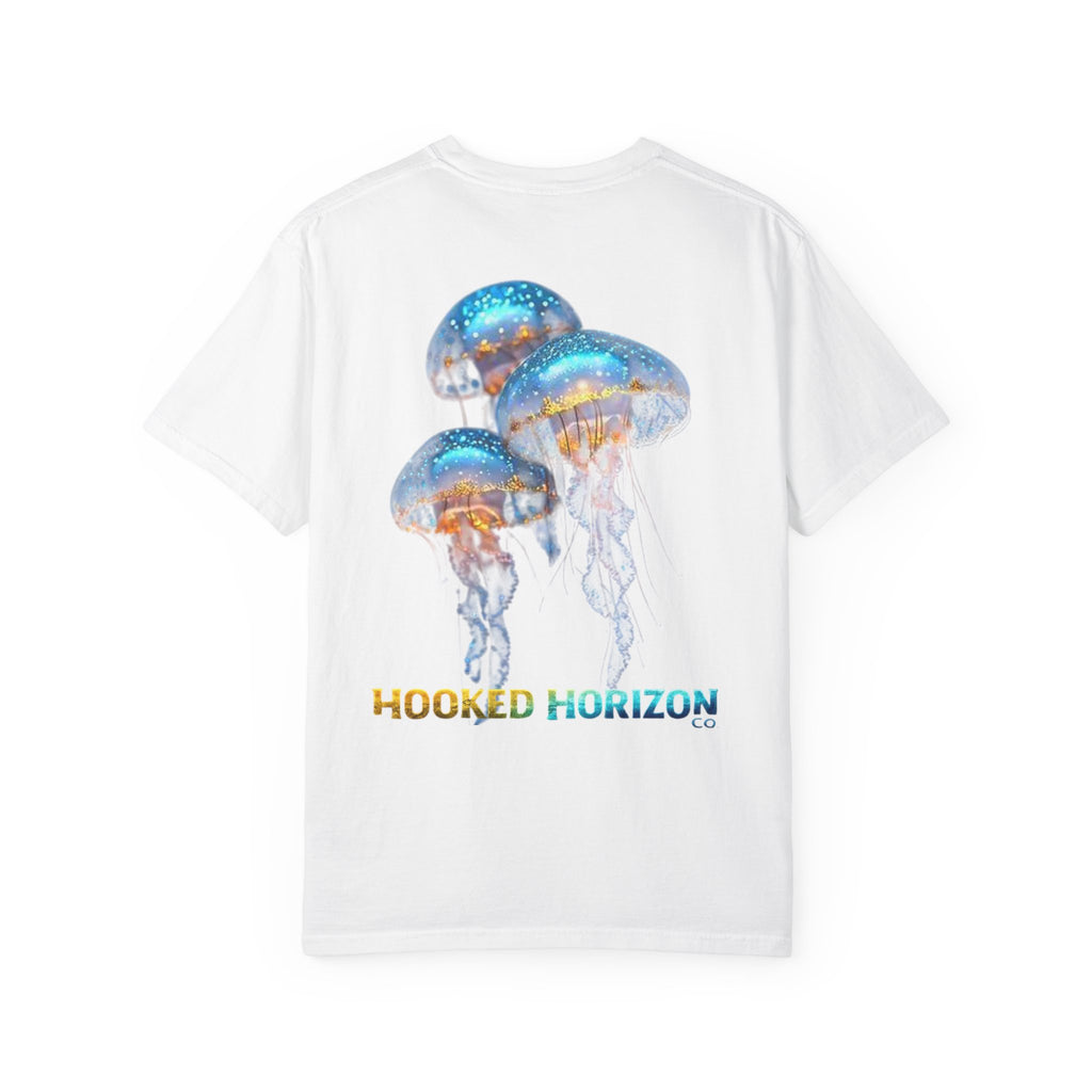 Jelly Fish Hooked Horizon Co. — Deep Drift Fishing Graphicishing Tee for Angler Lovers, Shark Lovers, Ocean Tee