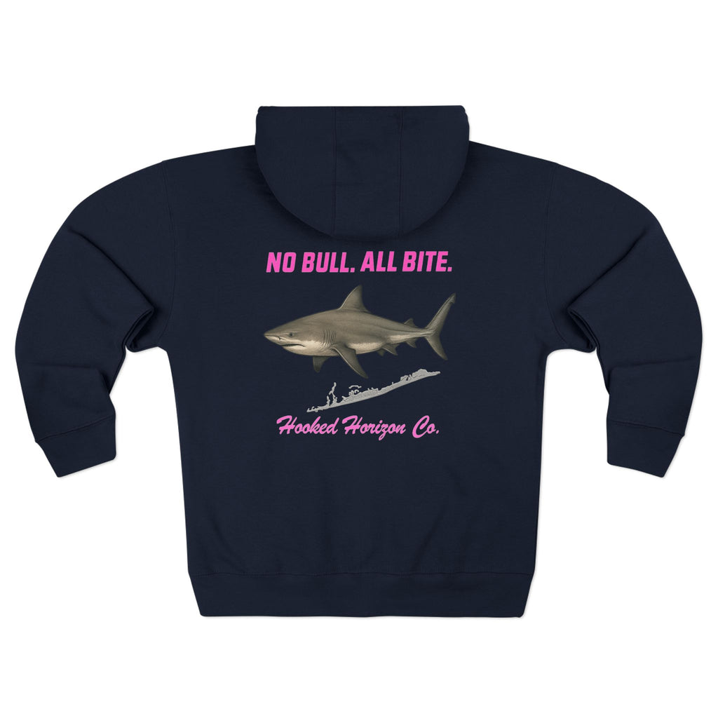 Siesta Key Bull Shark Tee Deep Drift Hooked Horizon C. No Bull All BiteUnisex Zip Hoodie for Ocean Lovers, Nautical Fashion, Cool Weather Gear, Everyday Comfort, Perfect Gift