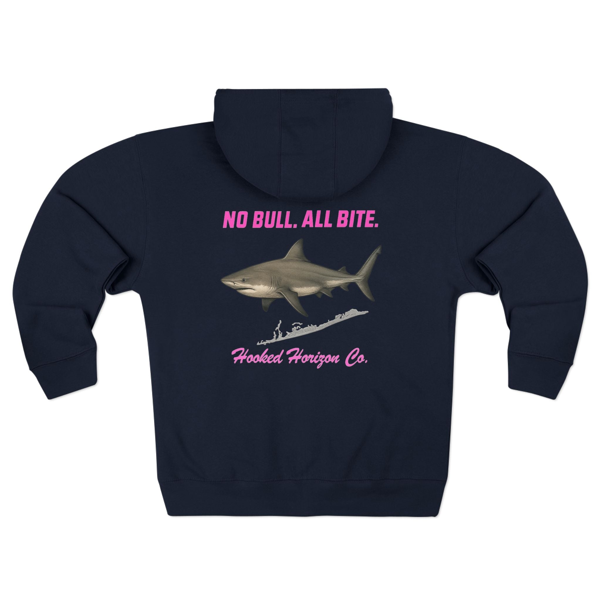 Siesta Key Bull Shark Tee Deep Drift Hooked Horizon C. No Bull All BiteUnisex Zip Hoodie for Ocean Lovers, Nautical Fashion, Cool Weather Gear, Everyday Comfort, Perfect Gift