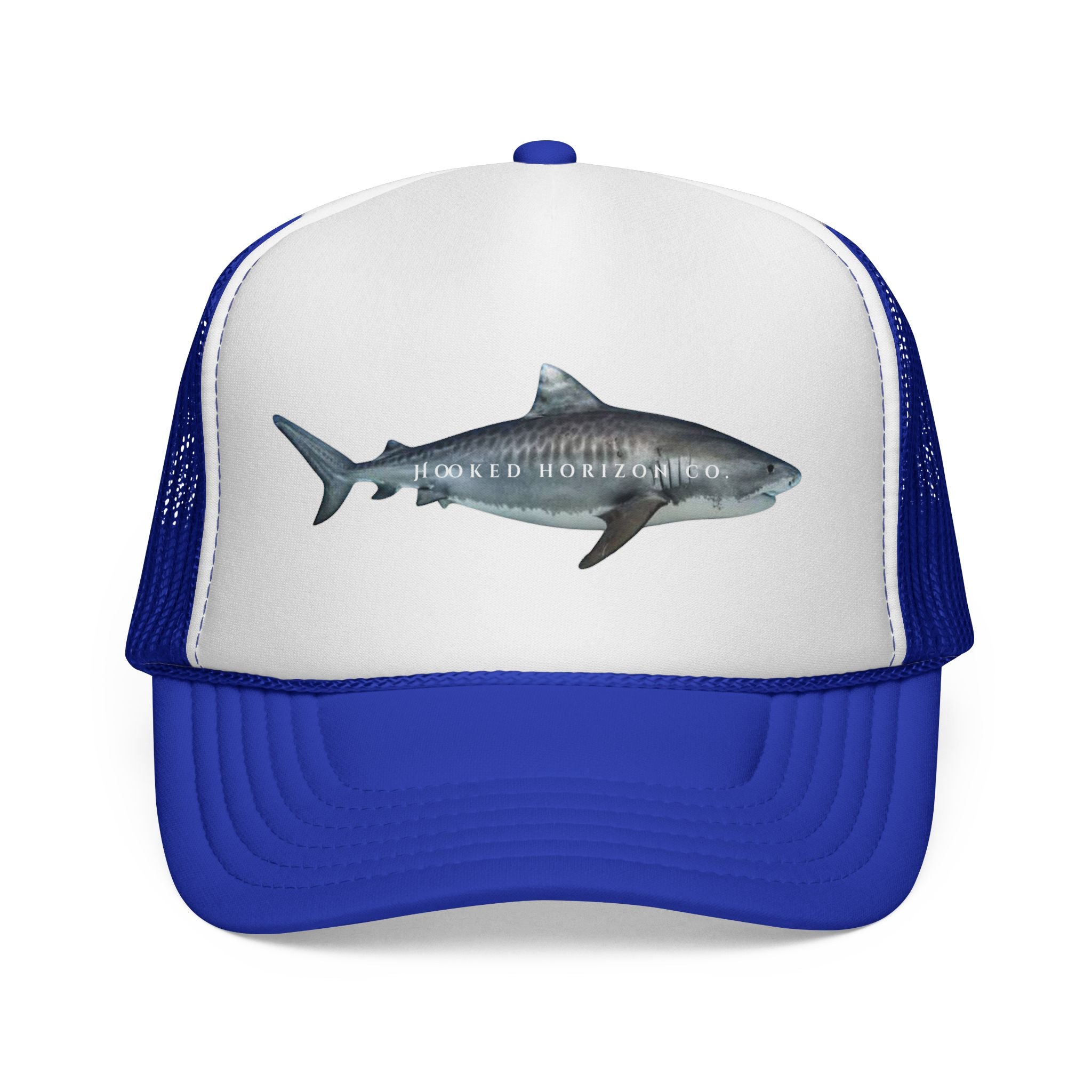 Tiger Shark Trucker Cap — 'Chasing Legends' Fishing Hooks Logo