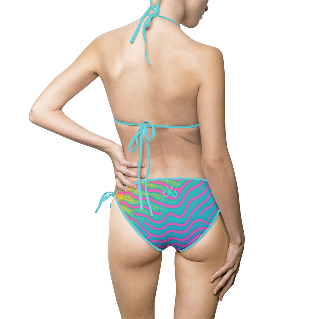 Retro Inspired Wave Bikini —  Hooked Horizon Co. Swimsuit, Summer Beachwear, Swimwear for Vacations, Pool Parties, Tropical Getaways, Custom Strap Colors – Multiple Variations