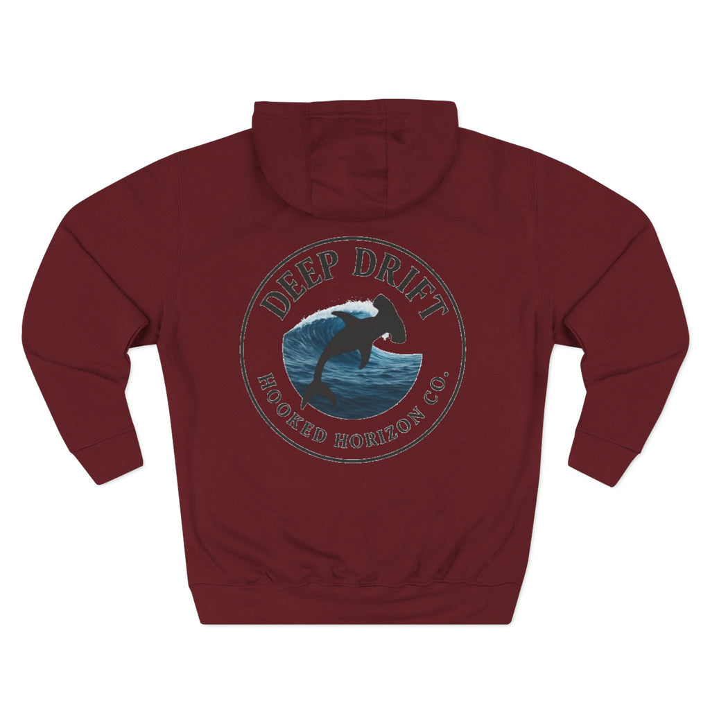 Hammer Head Shark Deep Drift– Hooked Horizon Co. Unisex Zip Hoodie for Ocean Lovers, Nautical Fashion, Cool Weather Gear, Everyday Comfort, Perfect Gift