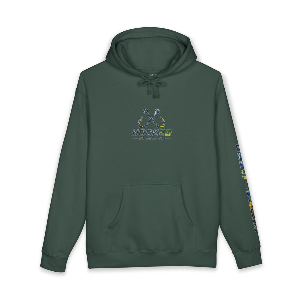 Mahi Mahi Hoodie Hooked Horizon Co. — Fishing Back Graphic Hoodie, Multiple Color Variations