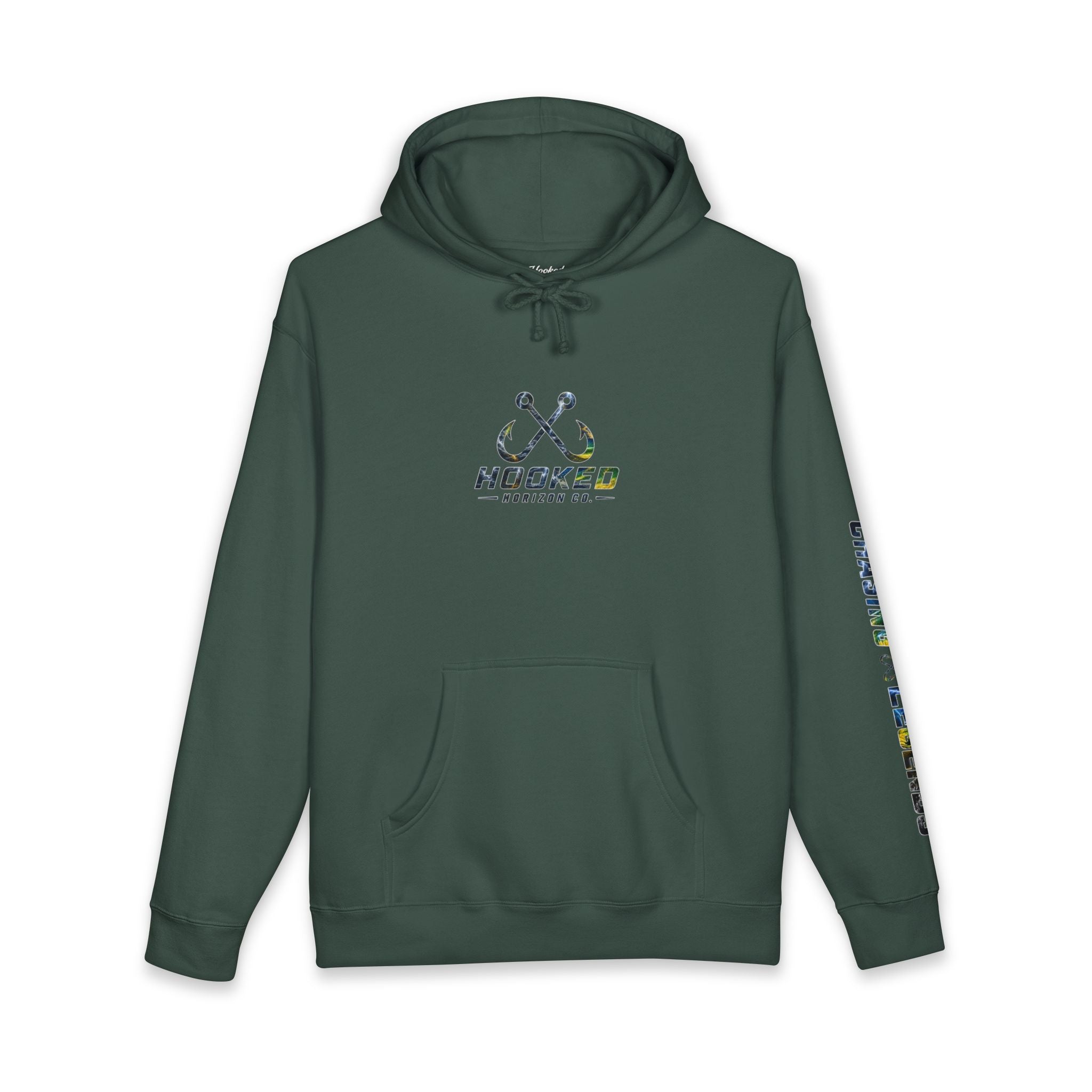 Mahi Mahi Hoodie Hooked Horizon Co. — Fishing Back Graphic Hoodie, Multiple Color Variations