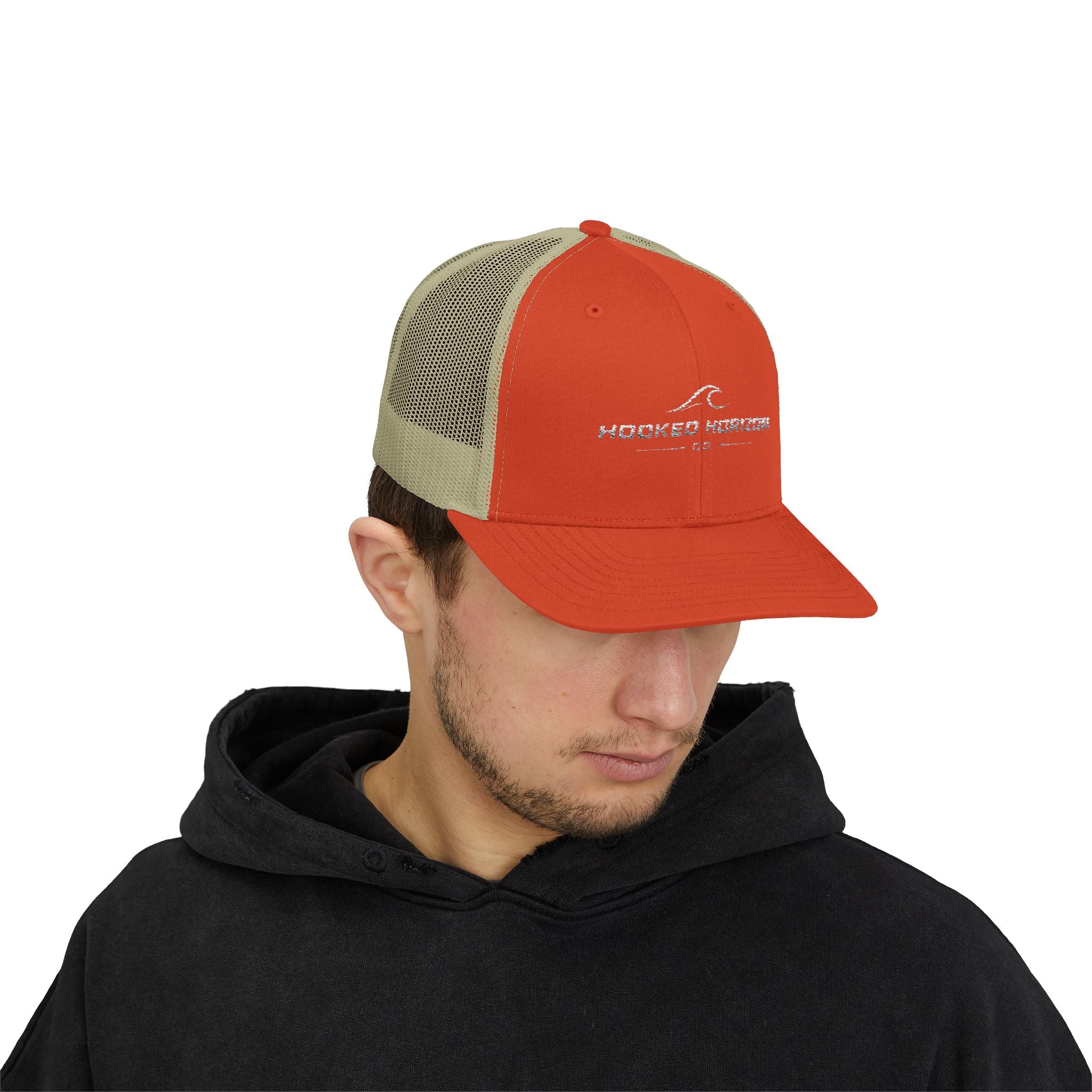 Wave Hooked Horizon Trucker Cap — Embroidered Fishing Snapback