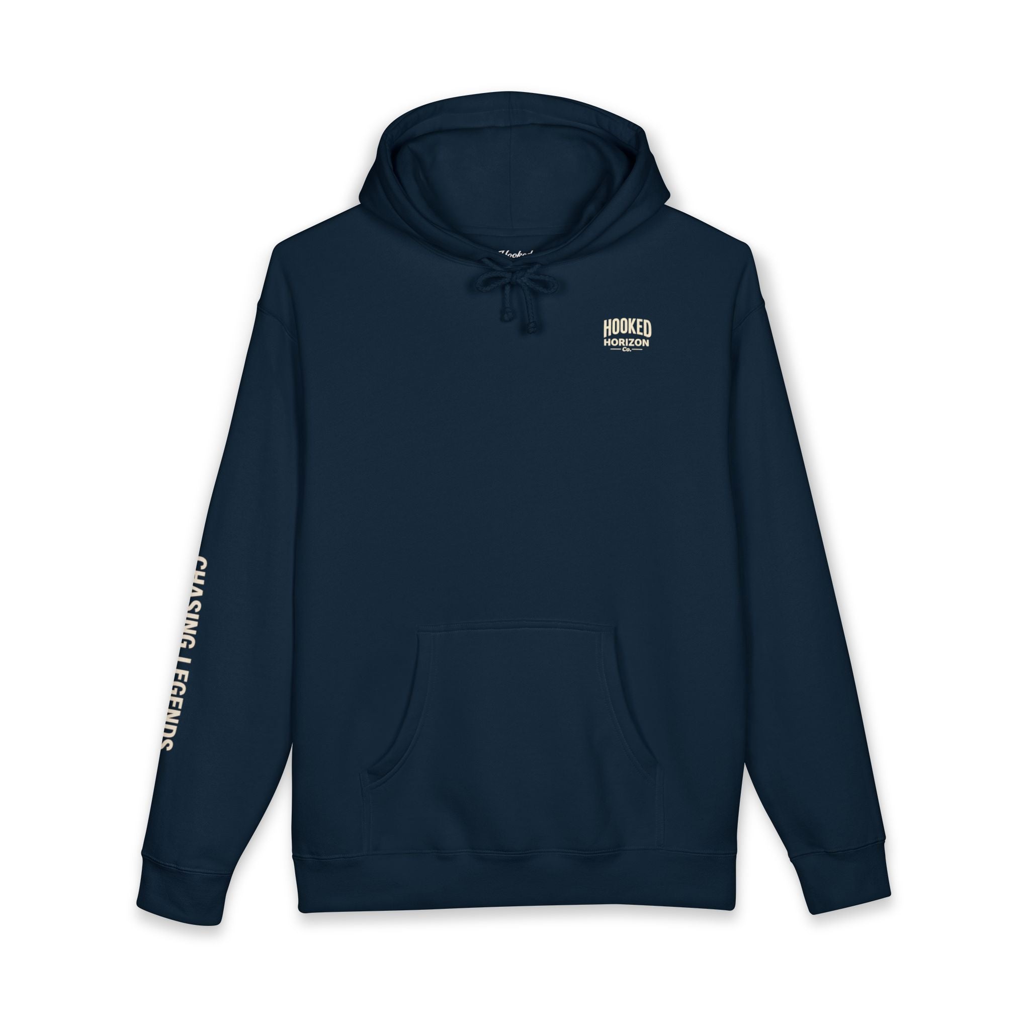 Seagull & Red Sunset Hoodie Hooked Horizon Co. — Minimal Fishing Back Graphic Hoodie, Multiple Color Variations