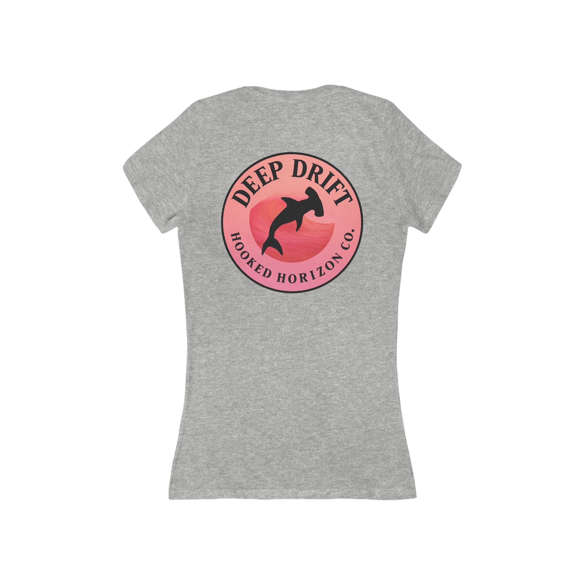 Pink Hammer Head Shark Deep Drift Women's V-Neck Tee - Casual Style, Gift for Beach Lovers, Summer Wear, Travel Outfit, Comfortable Tee