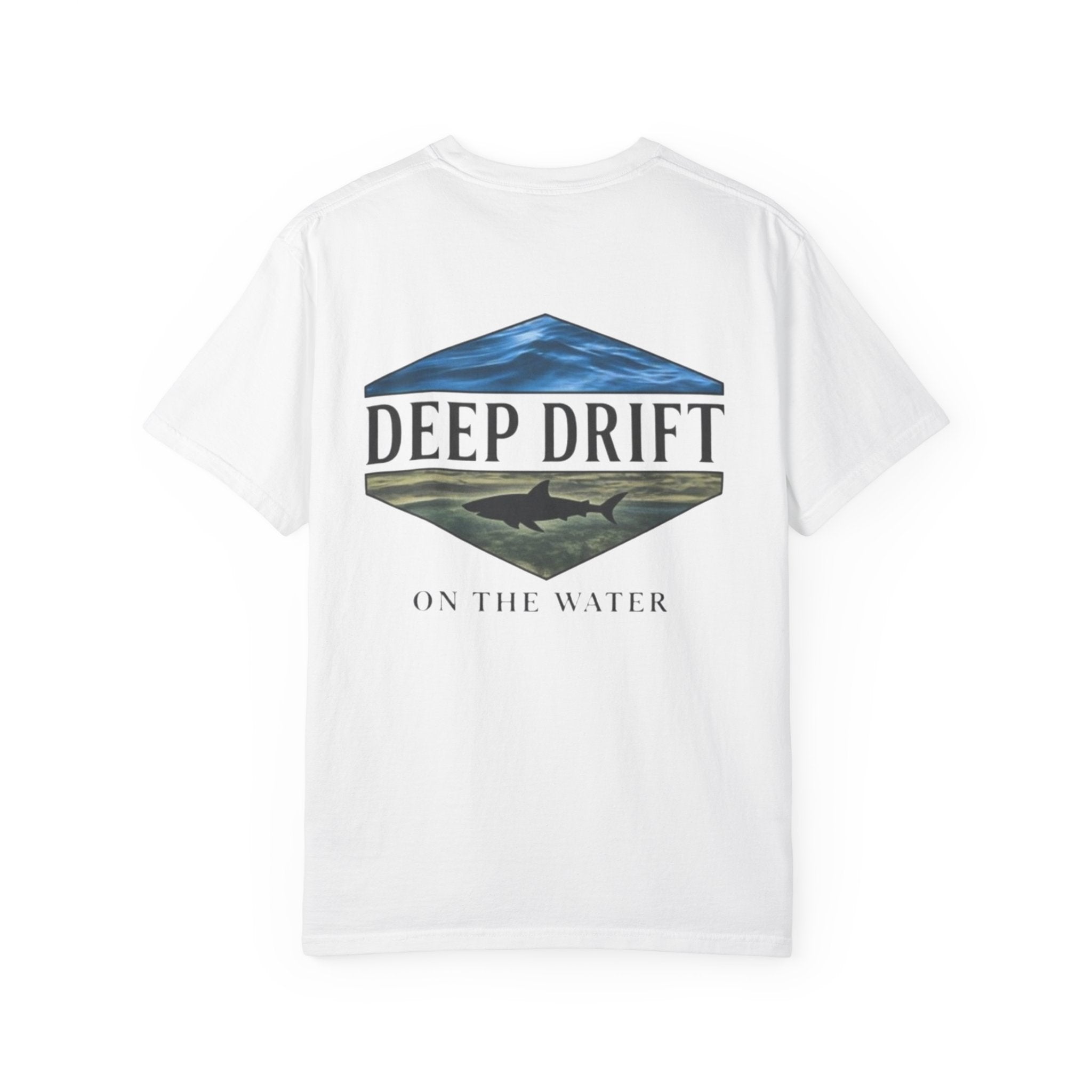 Shark Tee — "Deep Drift on the Water" Fishing Graphicishing Tee for Angler Lovers, Shark Lovers, Ocean Tee