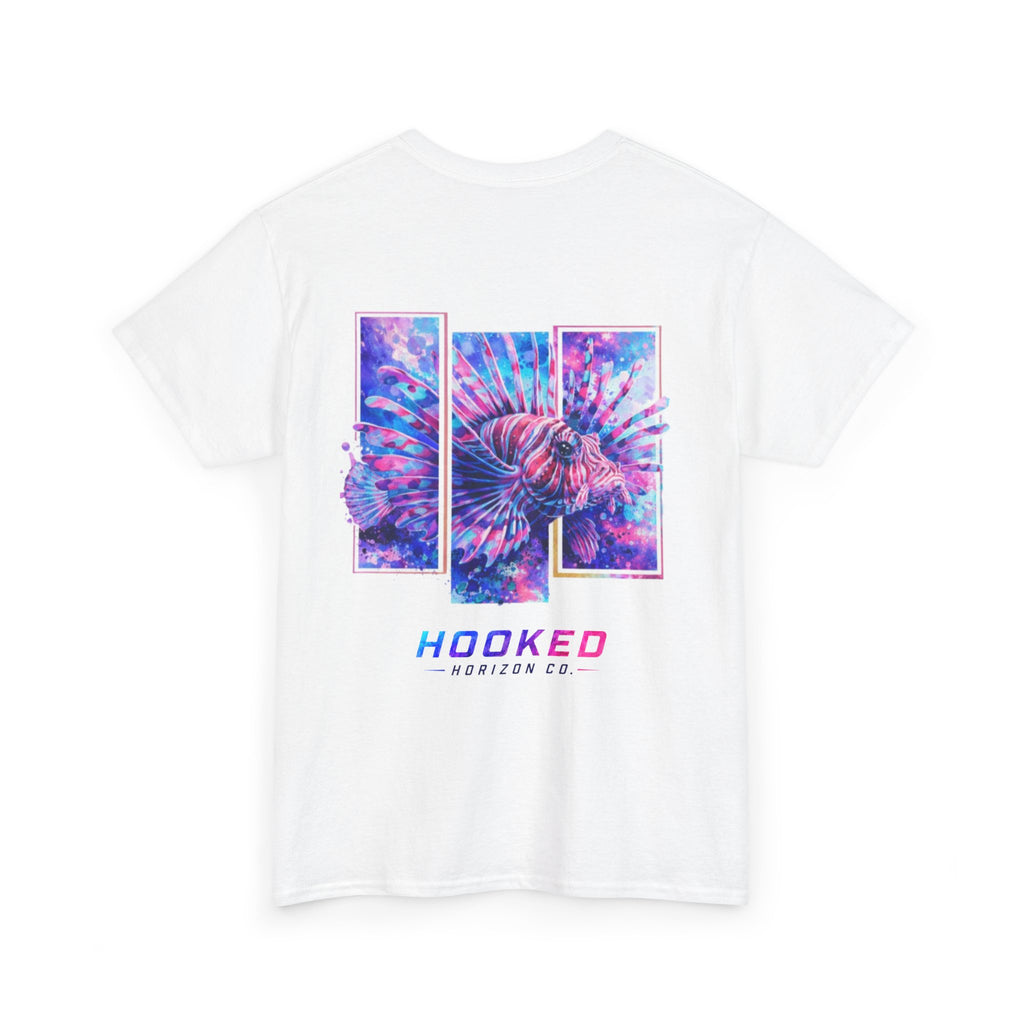 Lion Fish Hooked Horizon Co Tee—Ocean Graphic Tee — "Beloved" Ray Design