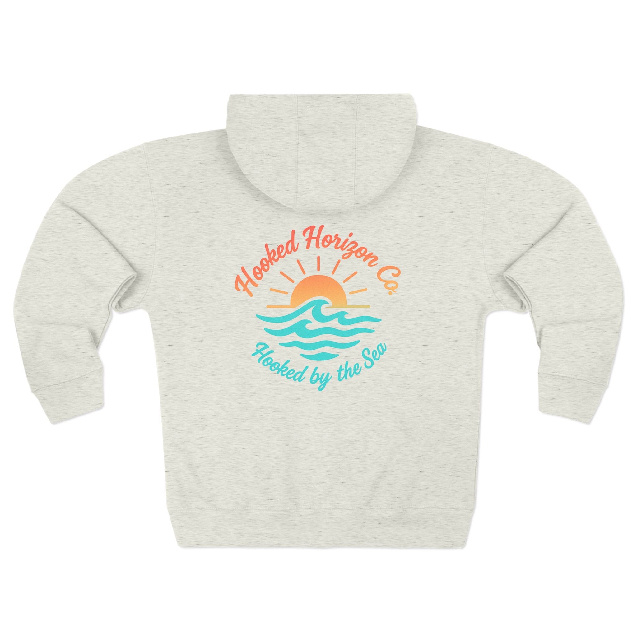 Wave & Sun Deep Drift– "Hooked By The Sea" Hooked Horizon Co. Unisex Zip Hoodie for Ocean Lovers, Nautical Fashion, Cool Weather Gear, Everyday Comfort, Perfect Gift