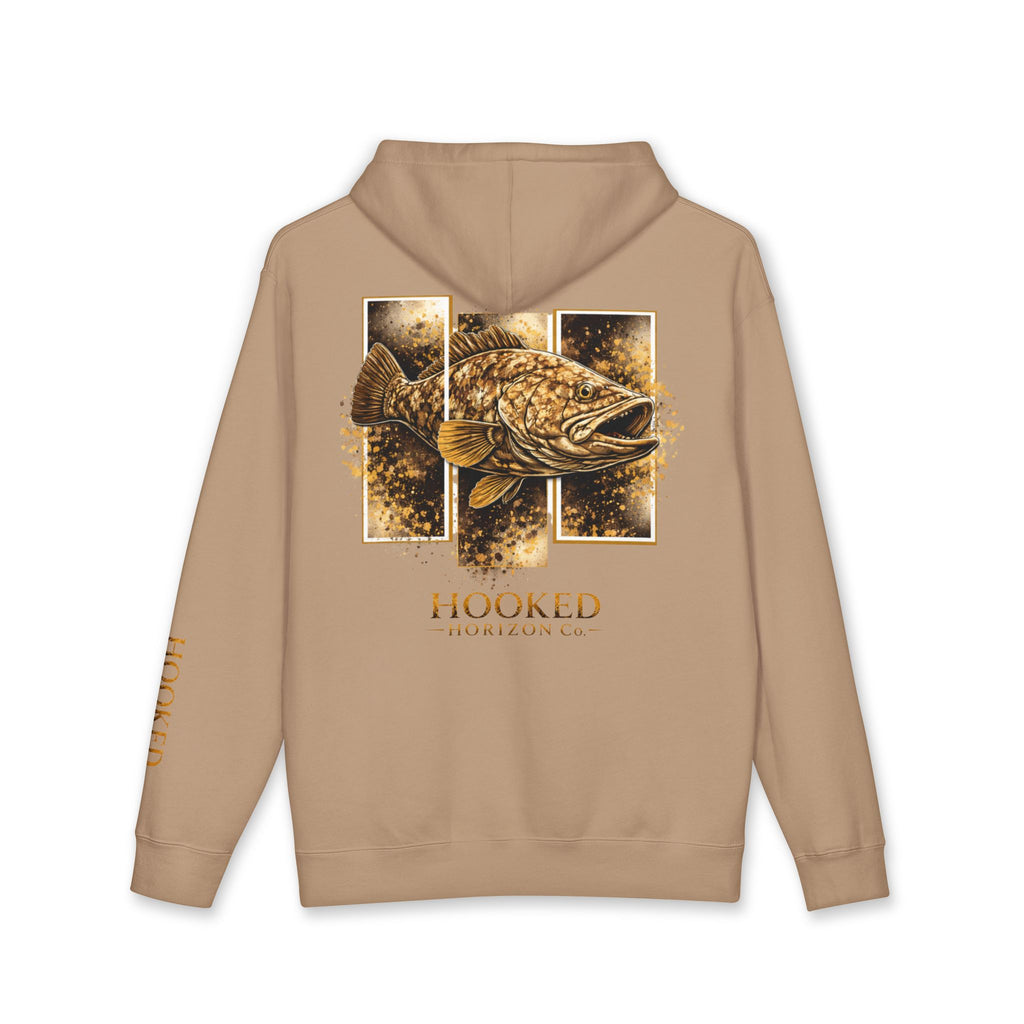 Grouper Hoodie Hooked Horizon Co. — Fishing Back Graphic Hoodie, Multiple Color Variations