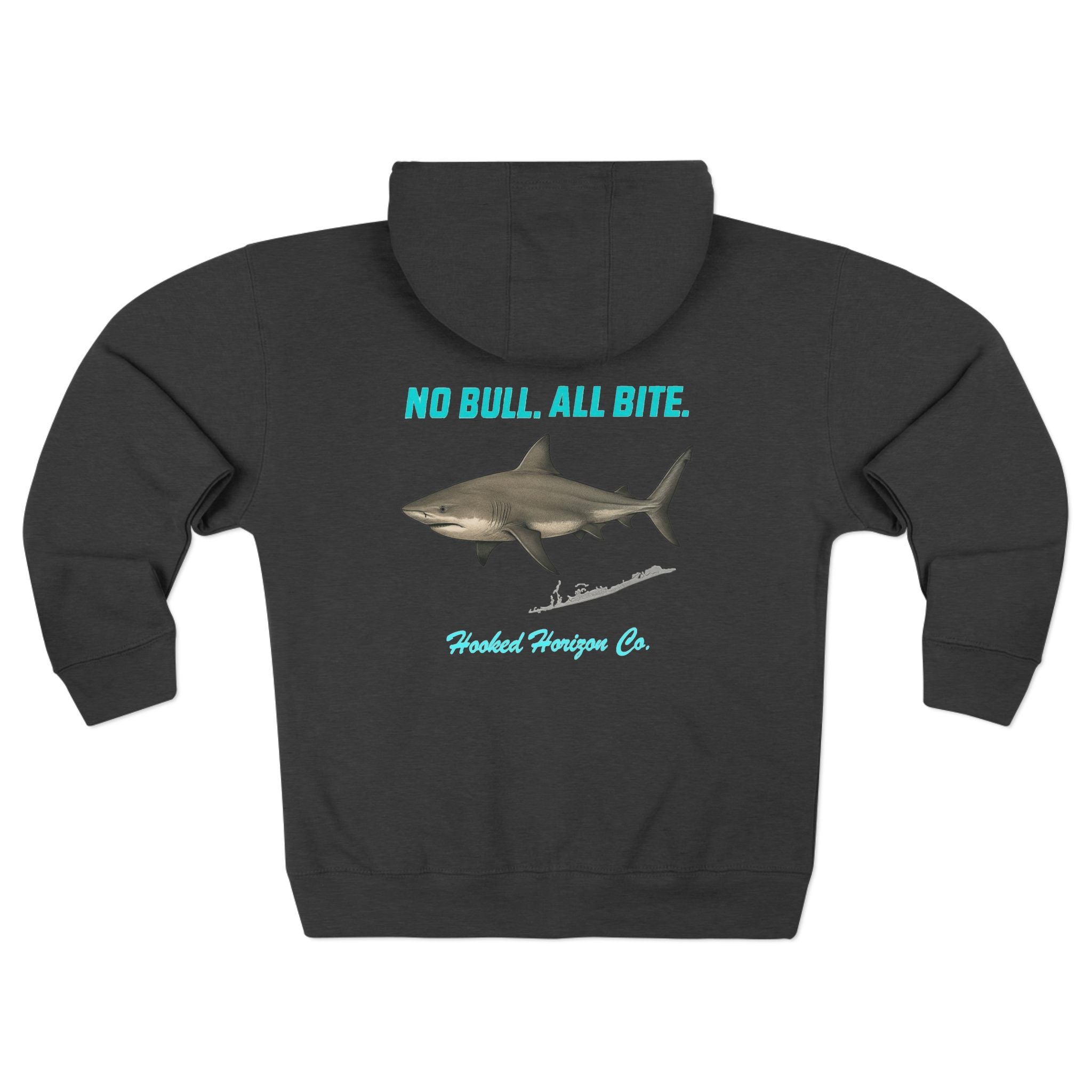 Blue Siesta Key Bull Shark Tee Deep Drift Hooked Horizon C. No Bull All BiteUnisex Zip Hoodie for Ocean Lovers, Nautical Fashion, Cool Weather Gear, Everyday Comfort, Perfect Gift