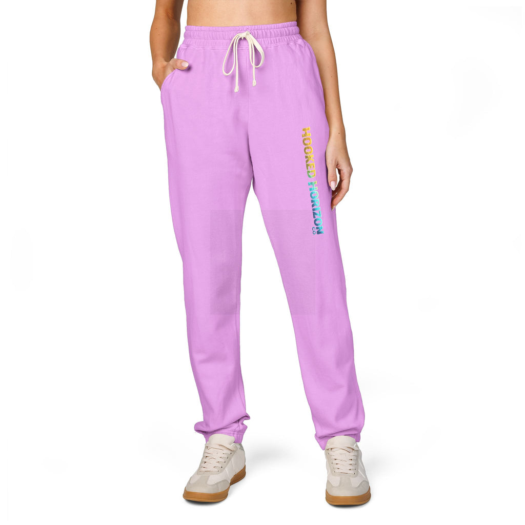 Gold & Blue Hooked Horizon Co. Embroidered Fleece Sweatpants | Cozy Loungewear, Gifts for Everyone, Comfortable Joggers, Relaxed Fit Sweatpants, God is Love, Unisex Fashion