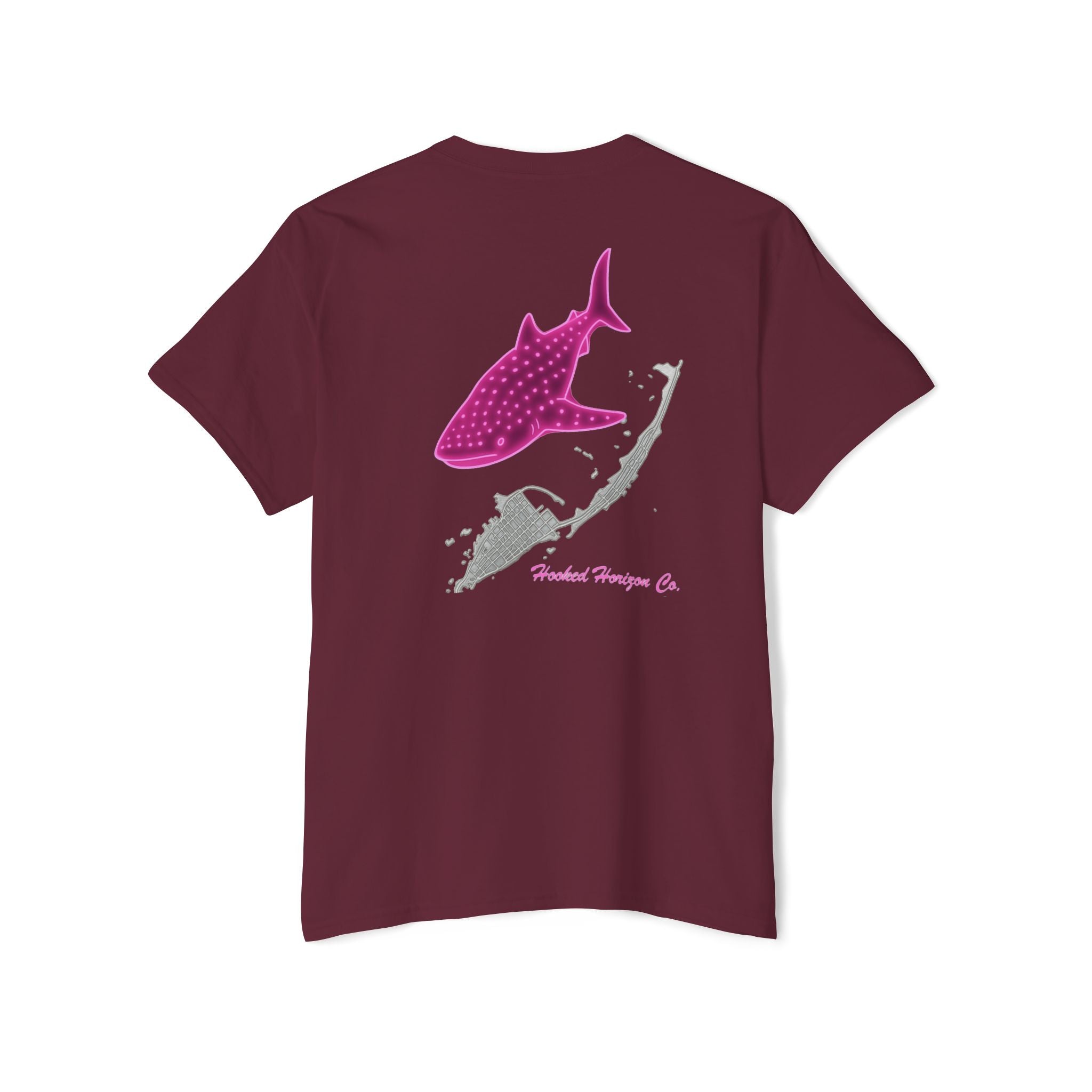 Neon Whale Shark Deep Drift Hooked HorizonCo.  Tee- Perfect for Angler and Fishing Gifts, For him, For Her Unisex Cotton T-Shirt for Fishing & Wildlife Enthusiasts, Ocean Lovers