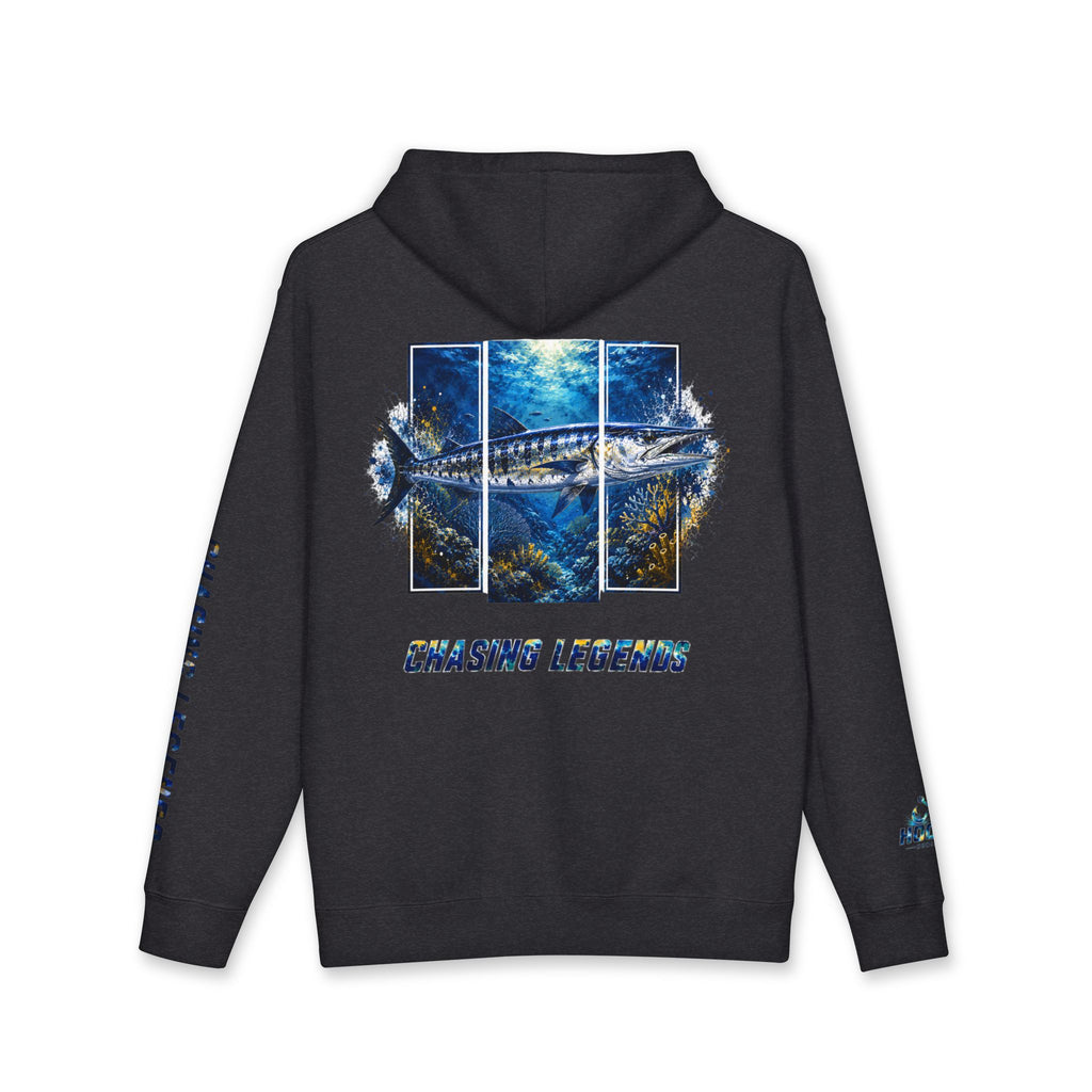 Barracuda Hoodie Hooked Horizon Co. — Fishing Back Graphic Hoodie, Multiple Color Variations