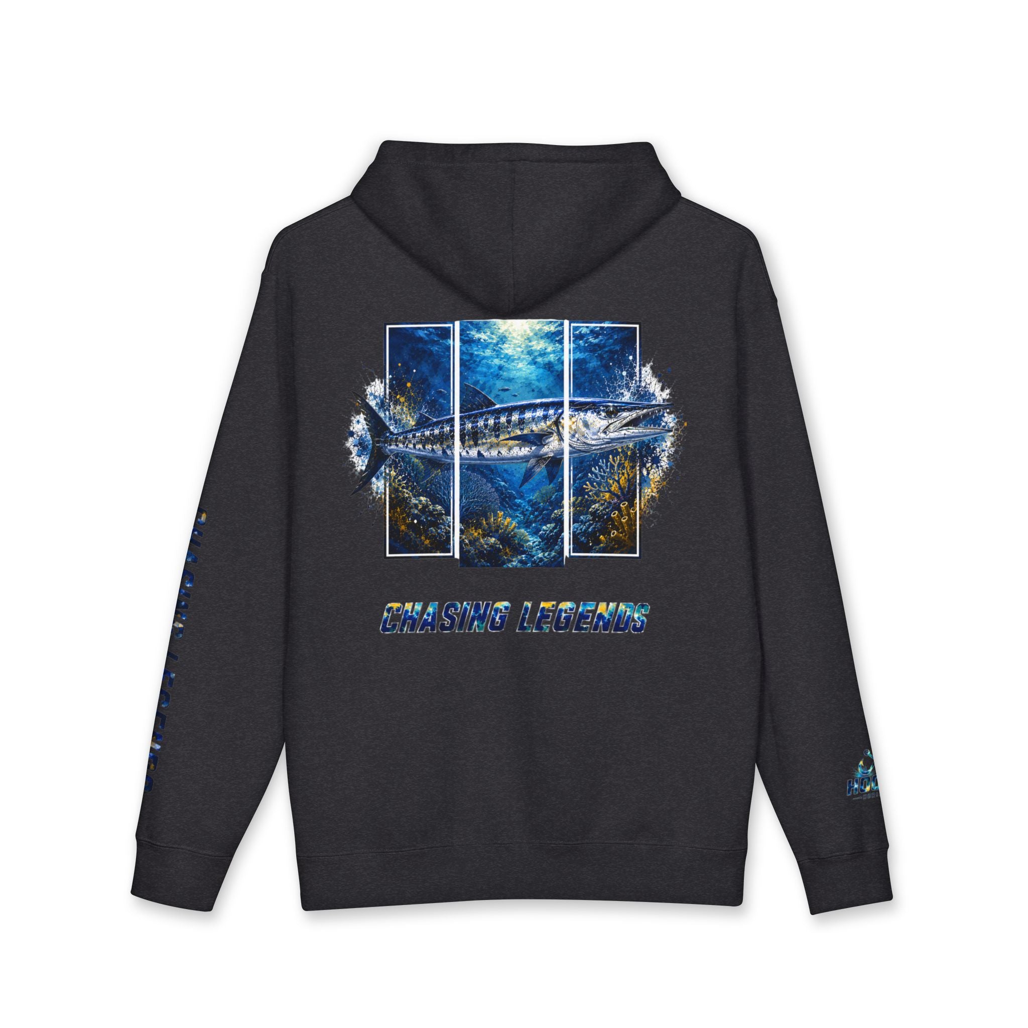 Barracuda Hoodie Hooked Horizon Co. — Fishing Back Graphic Hoodie, Multiple Color Variations