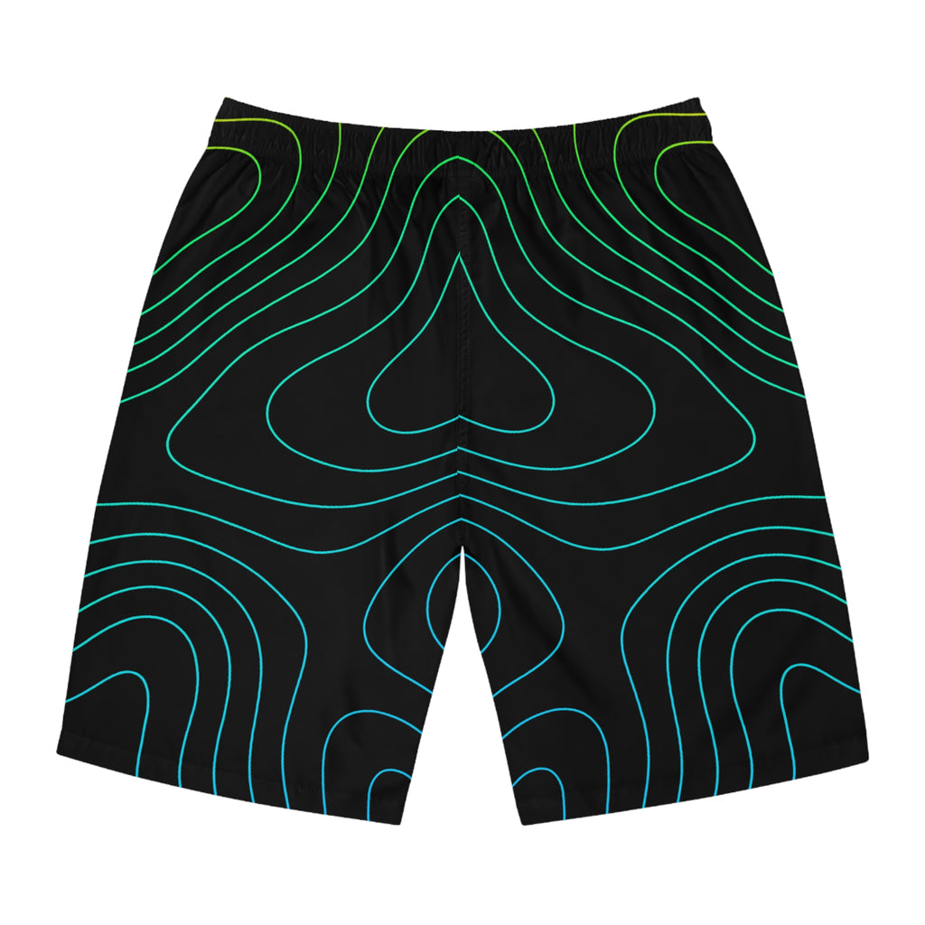 Topography Wave Men's Ocean-Inspired Board Shorts, Swimwear for Beach Days, Summer Vacations, Pool Parties, Surfing Attire, Water Sports