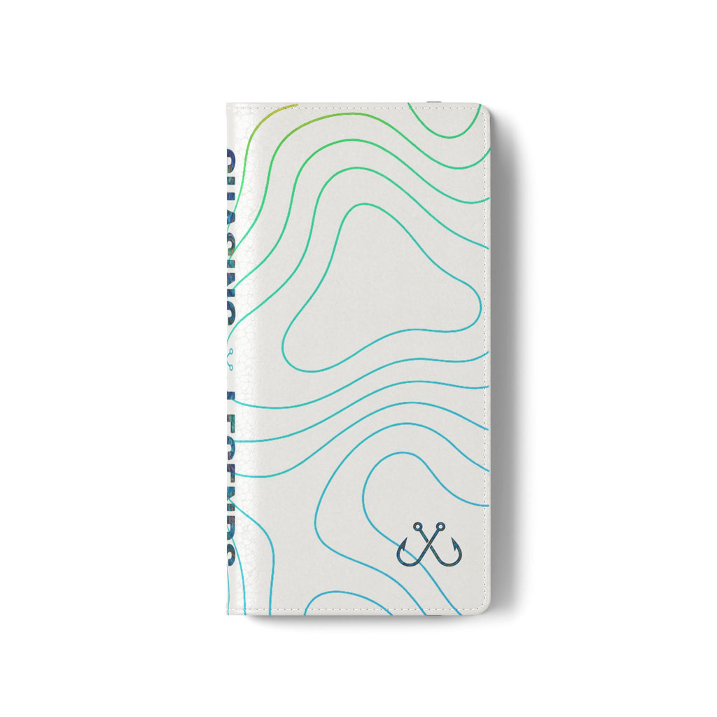 Ocean Topography Waves Flip Phone Case — Turquoise Water Pattern Wallet Cover