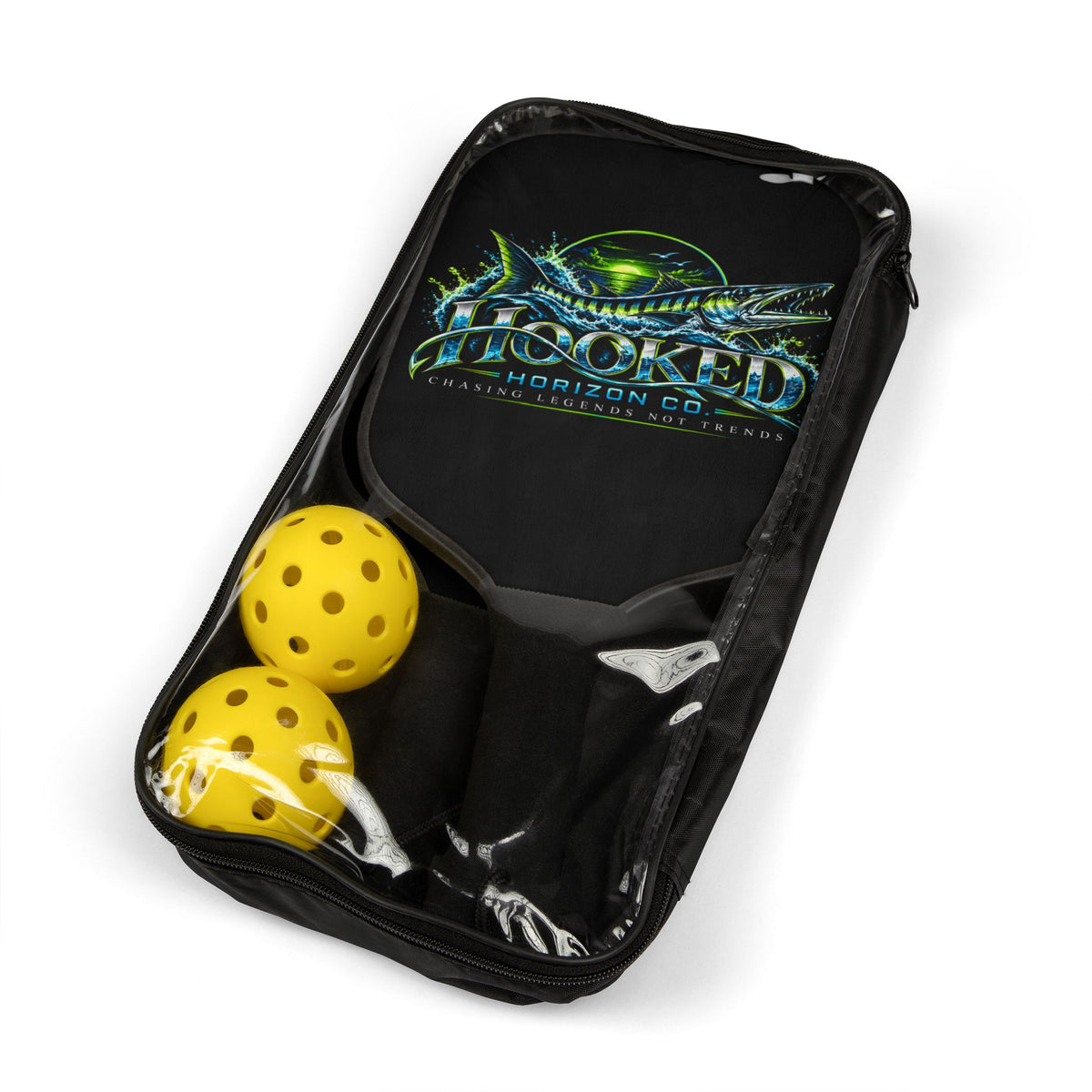 Lime Green Barracuda " Chasing Legends Not Trends "— Hooked Horizon Co. Pickleball Kit