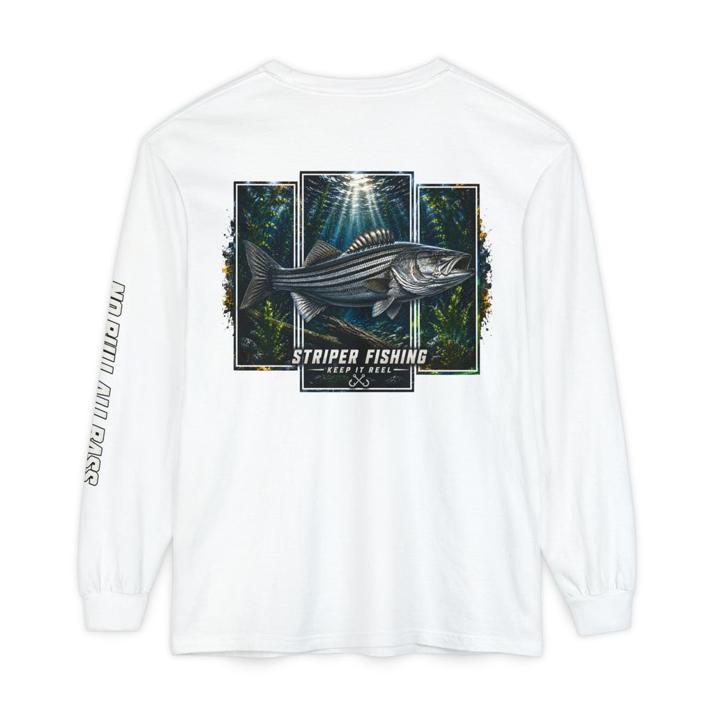 Saltwater Sea Striper Fishing Long Sleeve T-Shirt, Ocean Adventure Apparel, Boat Trip Shirt, Coastal Style, Gift for Fishermen