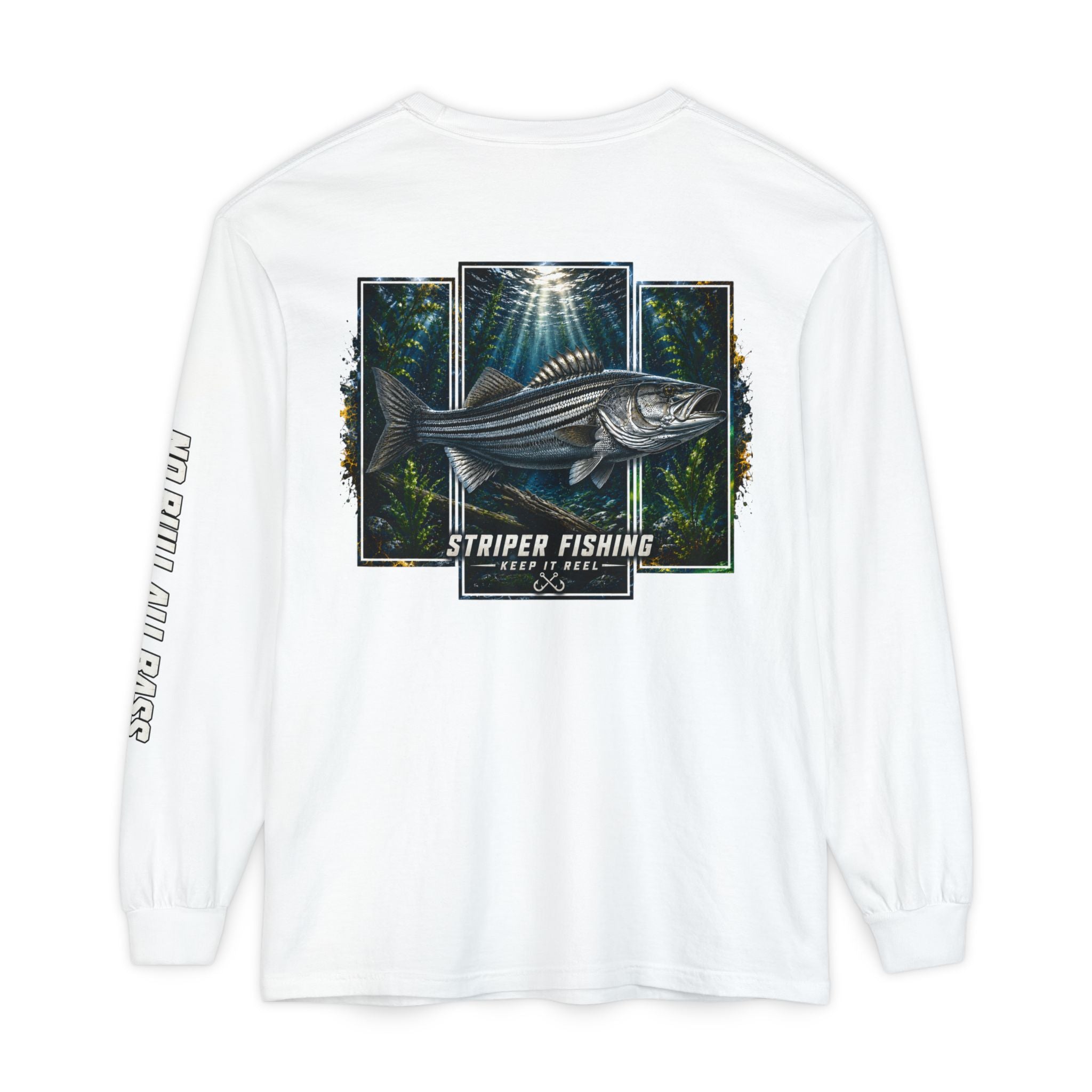 Saltwater Sea Striper Fishing Long Sleeve T-Shirt, Ocean Adventure Apparel, Boat Trip Shirt, Coastal Style, Gift for Fishermen